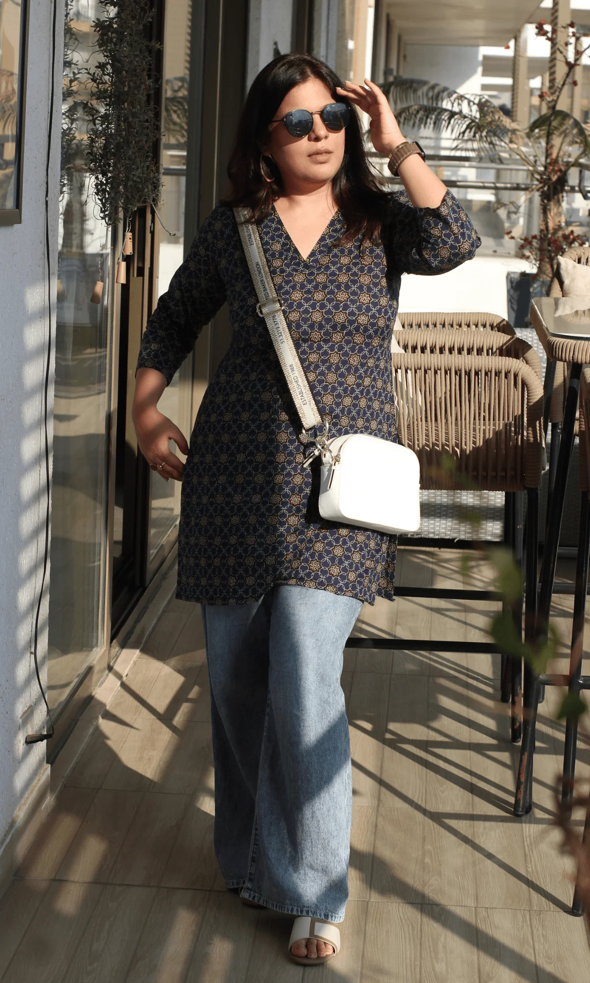 Coffin Navy & Red Ajrakh Print Short Kurta - Image 5