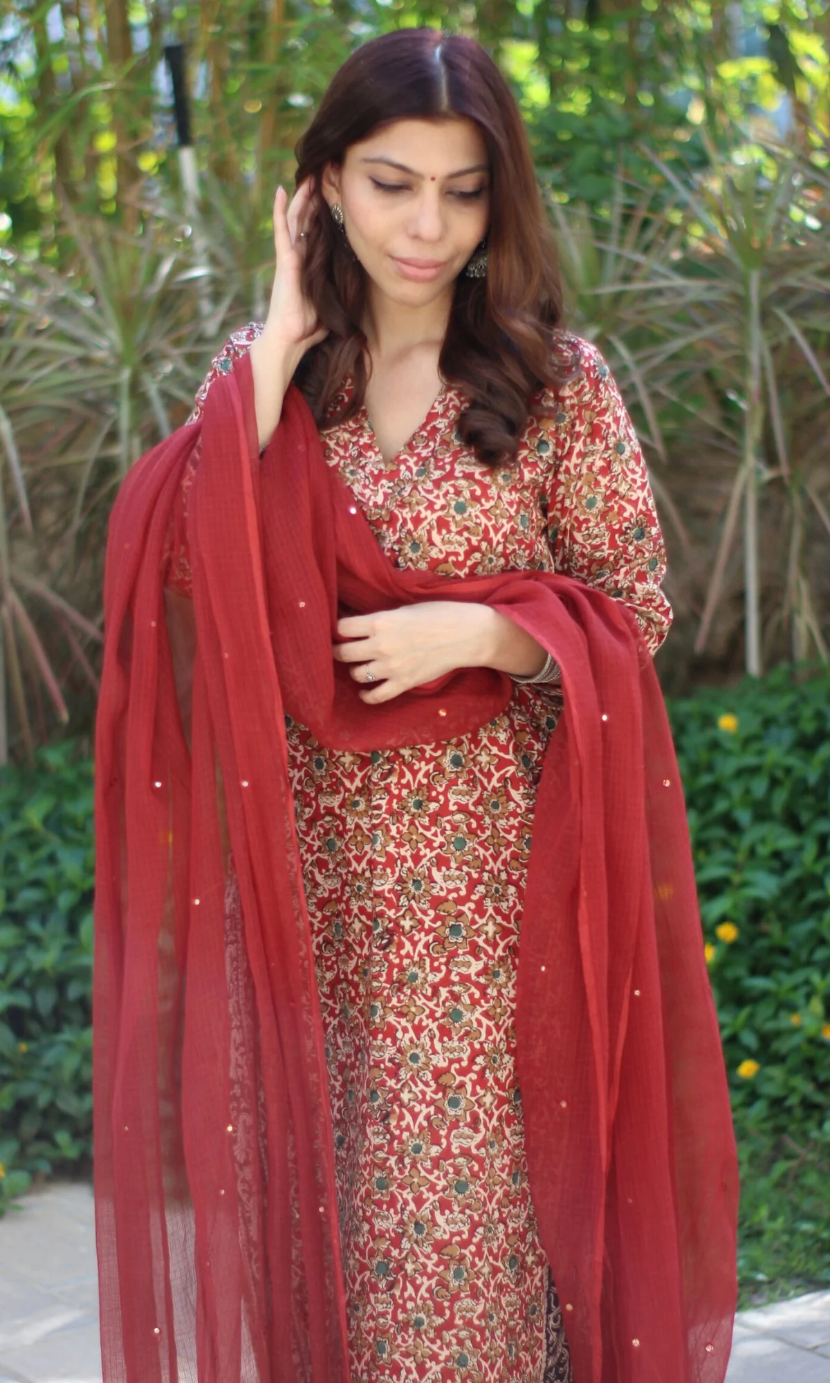 Cotton Kalamkari Red Kurta (Dupatta optional) - Image 3