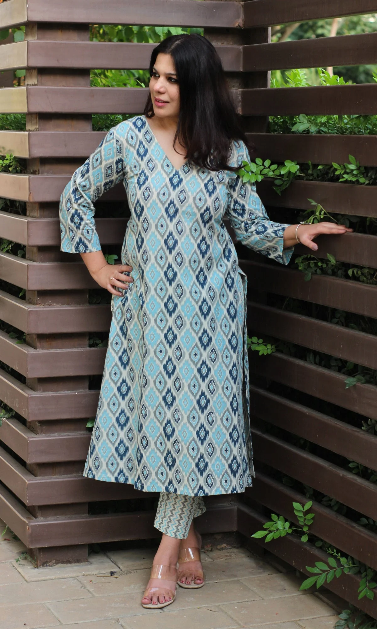 Cotton Block Print Blue Kurta and Pants - Image 3