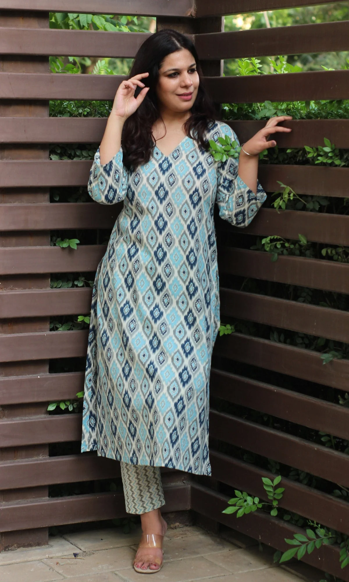 Cotton Block Print Blue Kurta and Pants - Image 5