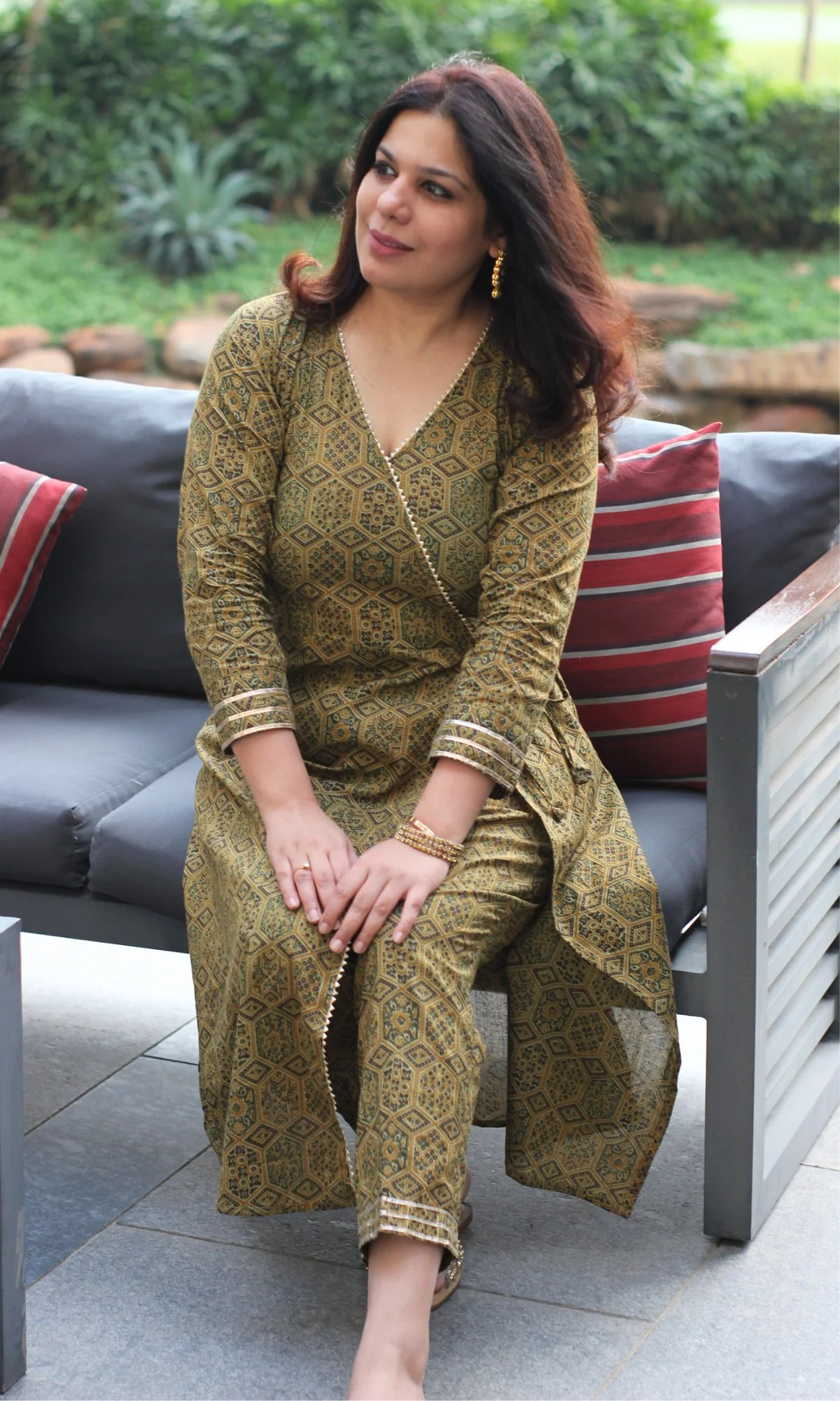 Cotton Ajrakh Angrakha Style Coord Set