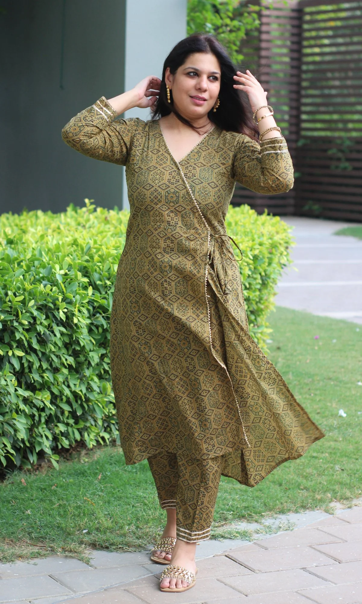 Cotton Ajrakh Angrakha Style Coord Set - Image 3