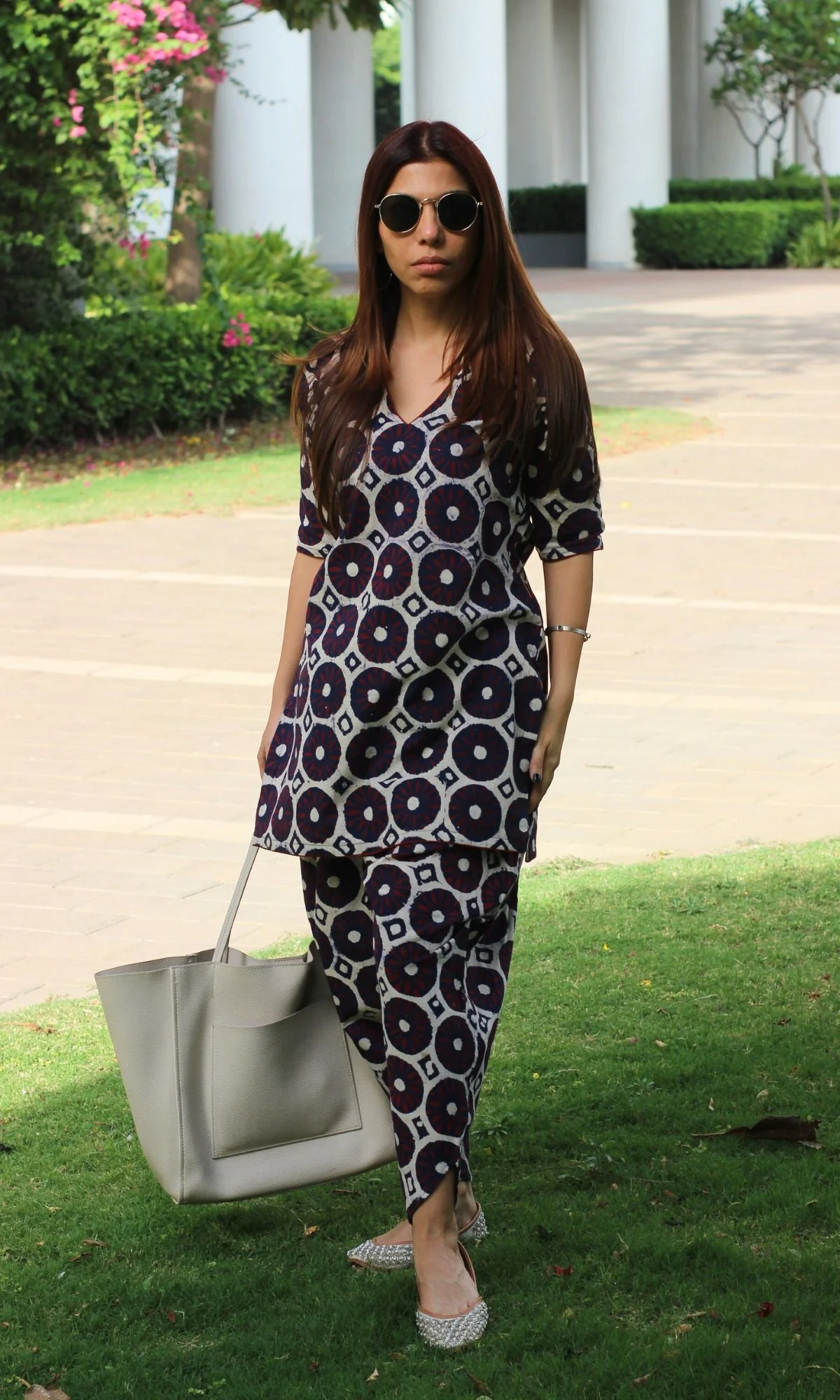 Cotton Berry Handblock Dhoti Style Coord Set - Image 2