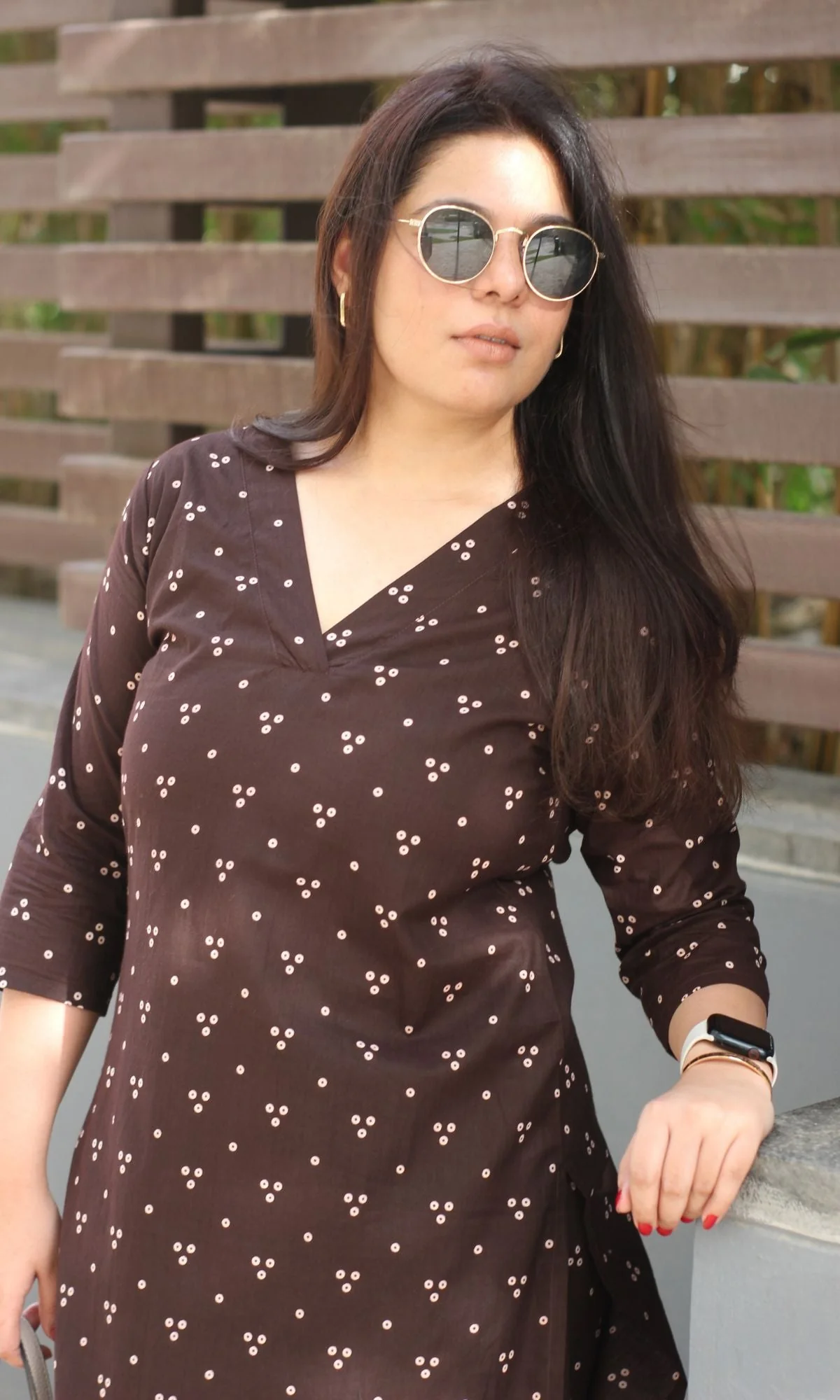 Cotton Mocha Brown Kurta and Palazzo Coord Set - Image 4