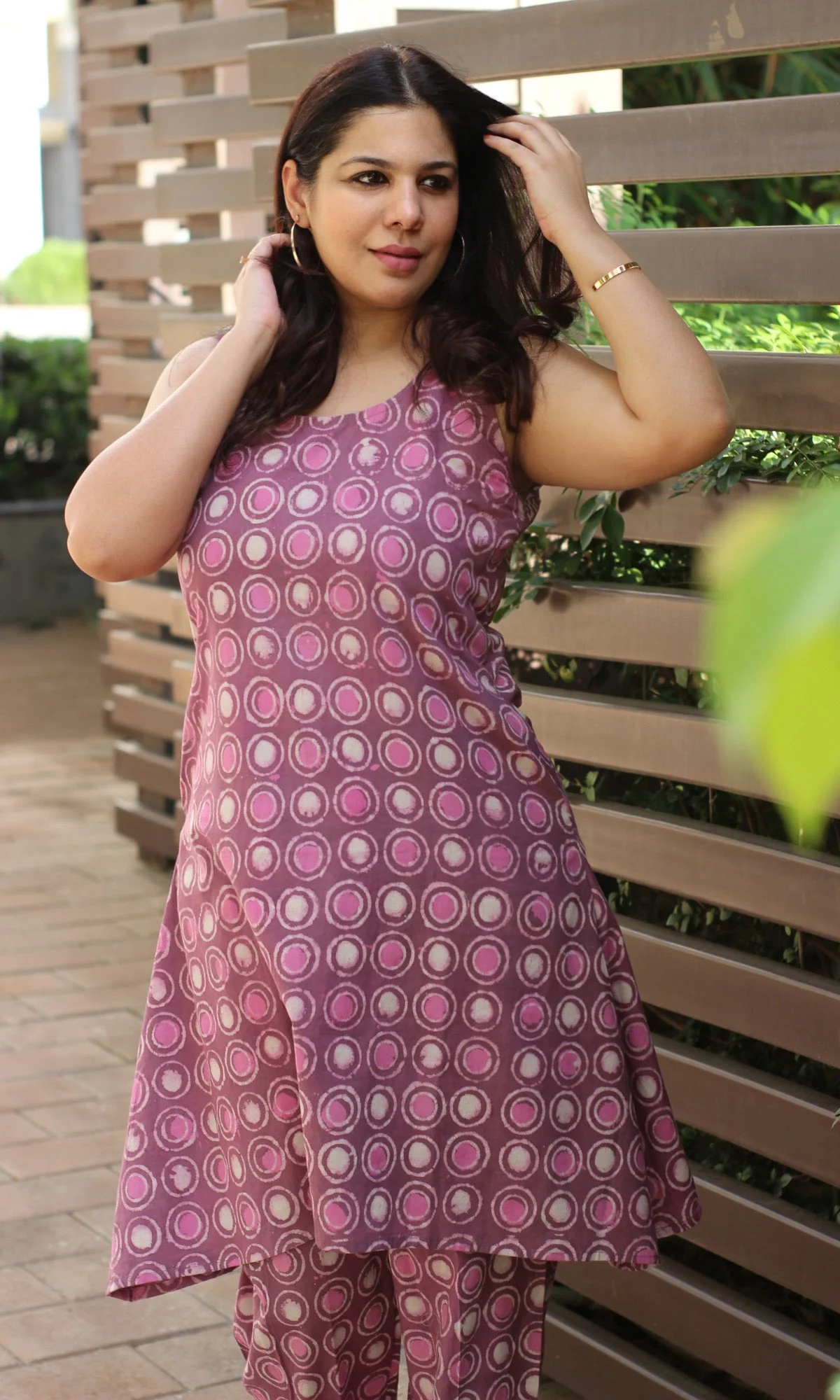 Cotton Handblock Dabu Pink Coord Set - Image 3