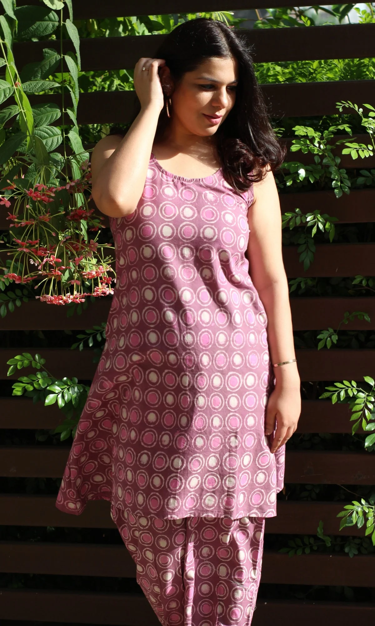 Cotton Handblock Dabu Pink Coord Set - Image 4