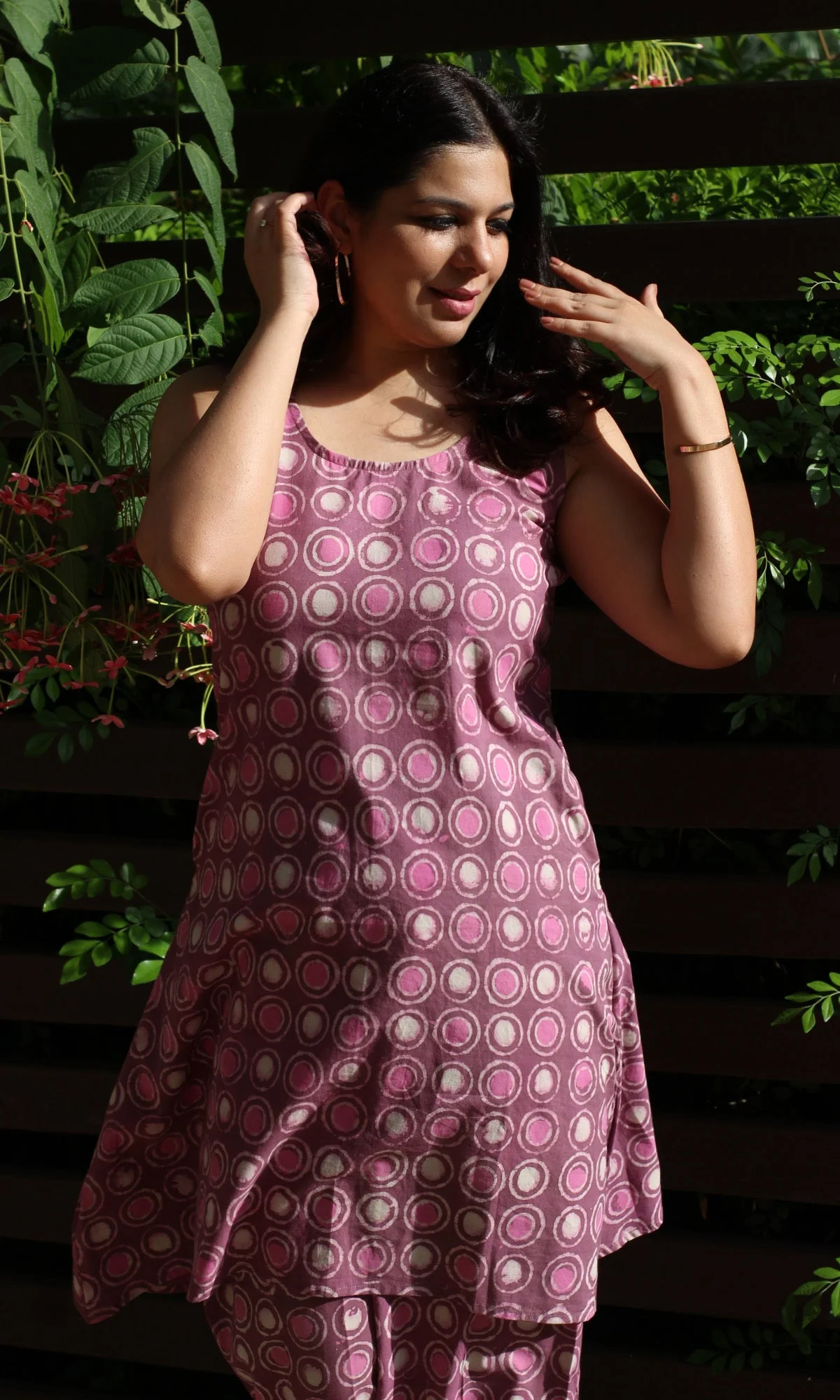 Cotton Handblock Dabu Pink Coord Set - Image 5