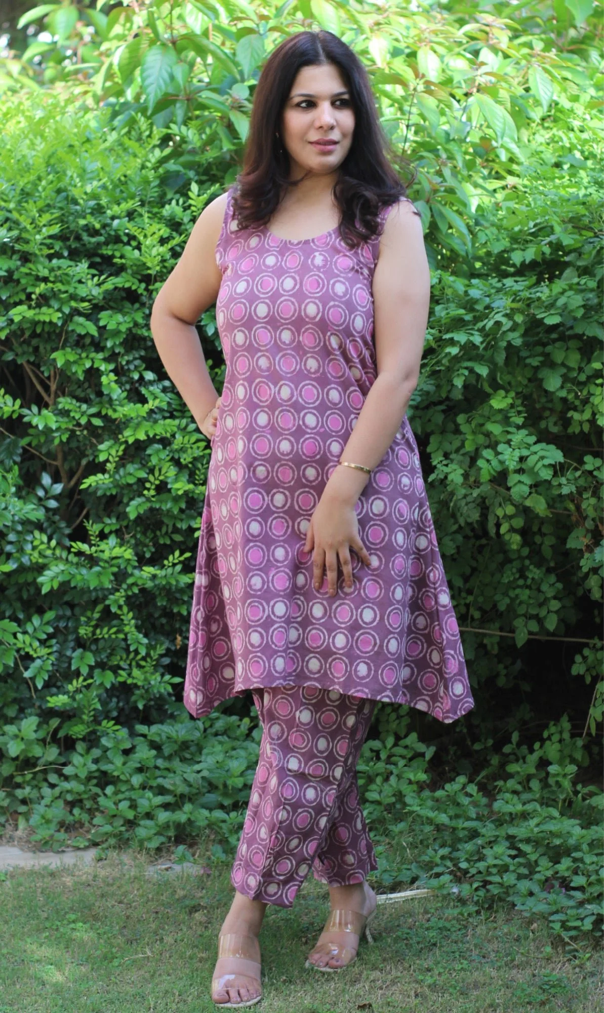 Cotton Handblock Dabu Pink Coord Set - Image 6