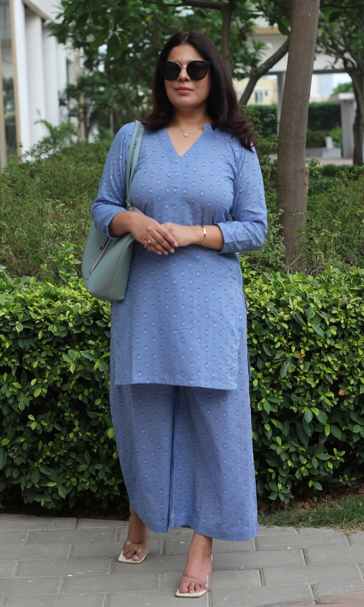 Cotton Dobby Blue Coord Set - Image 3