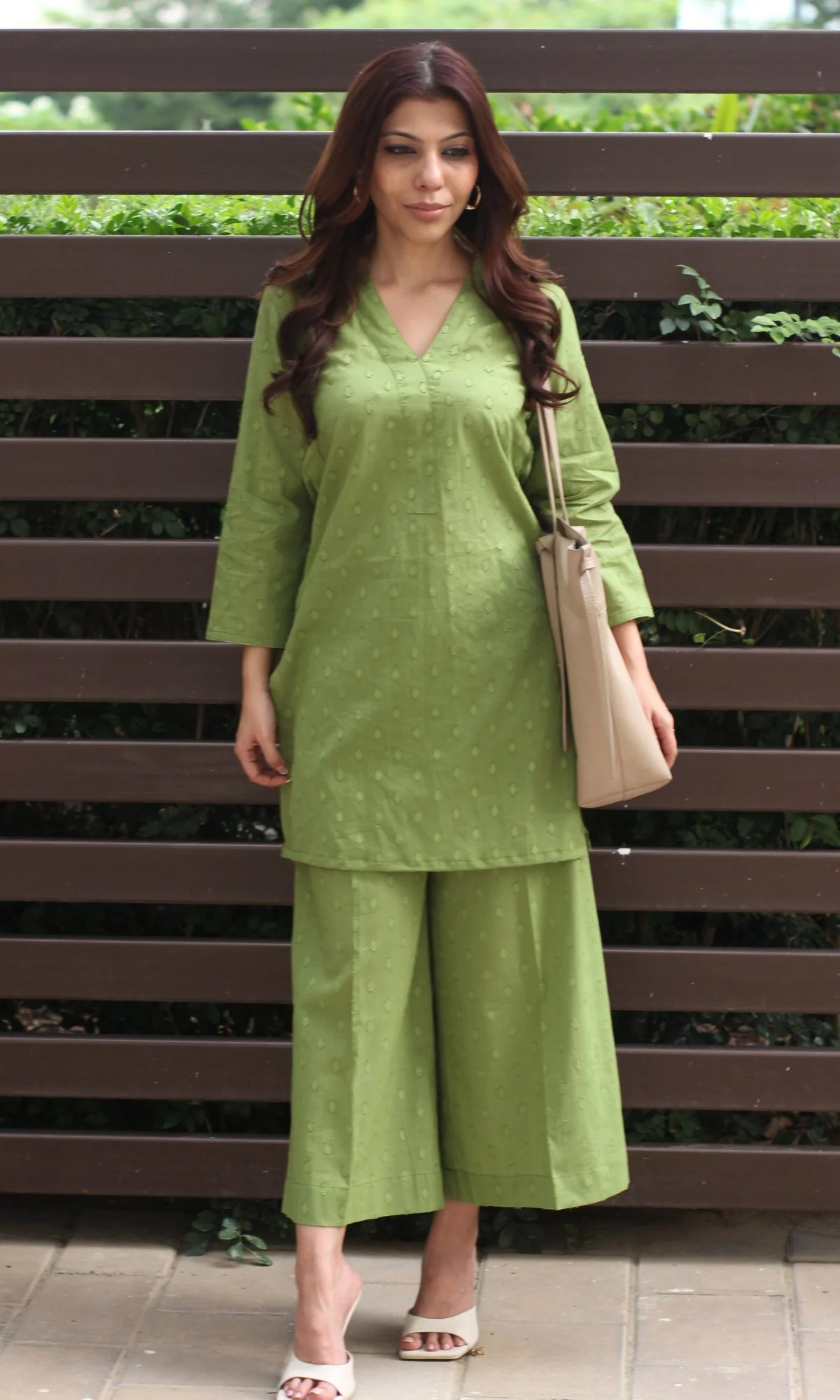 Cotton Dobby Green Coord Set - Image 3