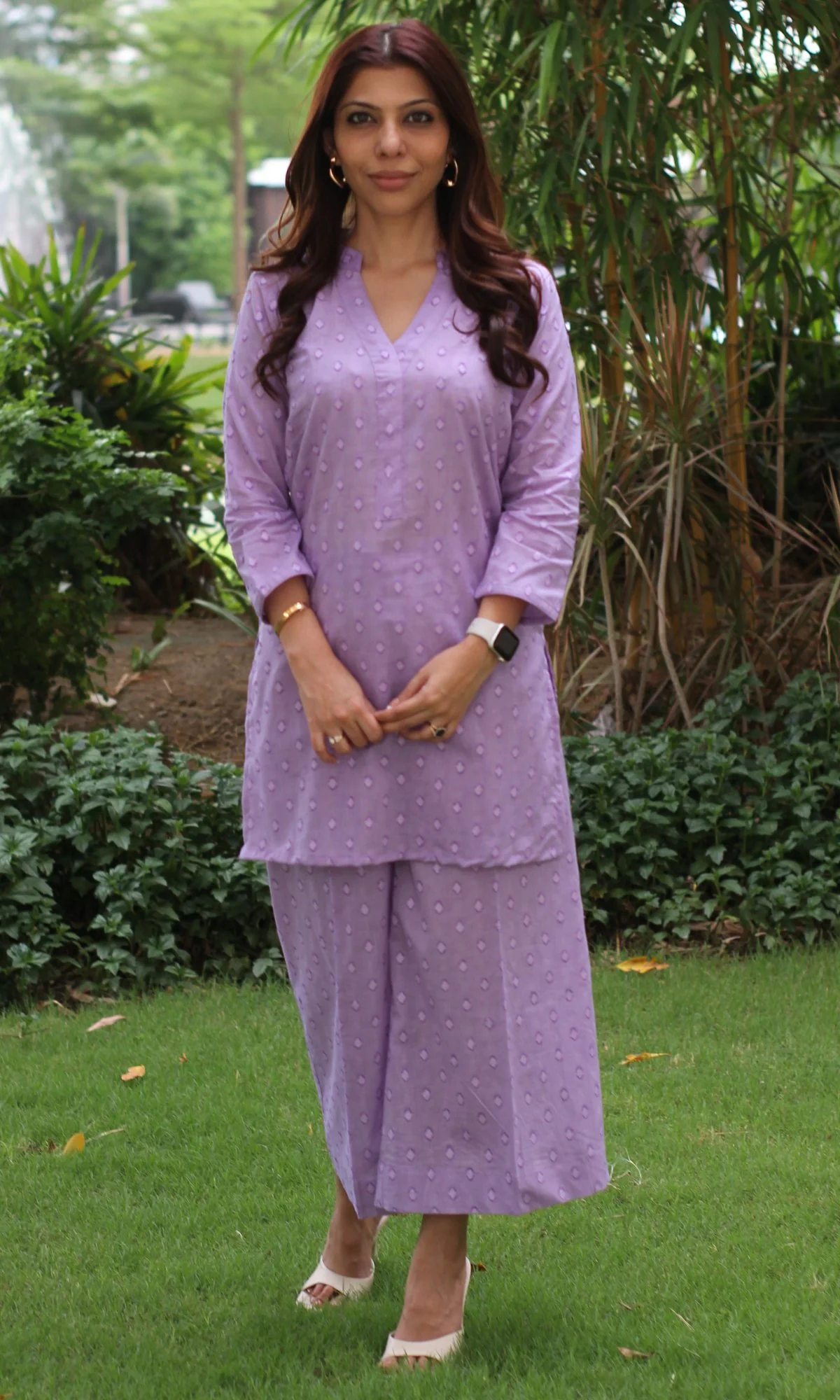 Cotton Dobby Purple Coord Set - Image 4