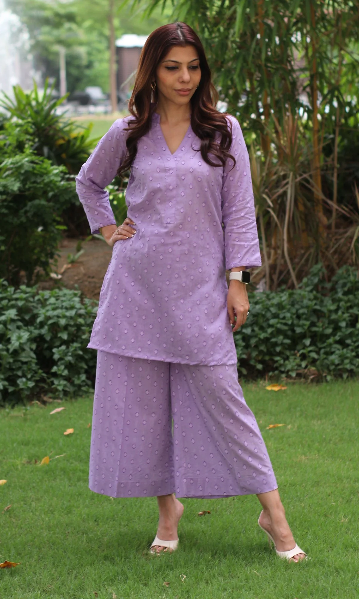 Cotton Dobby Purple Coord Set - Image 5