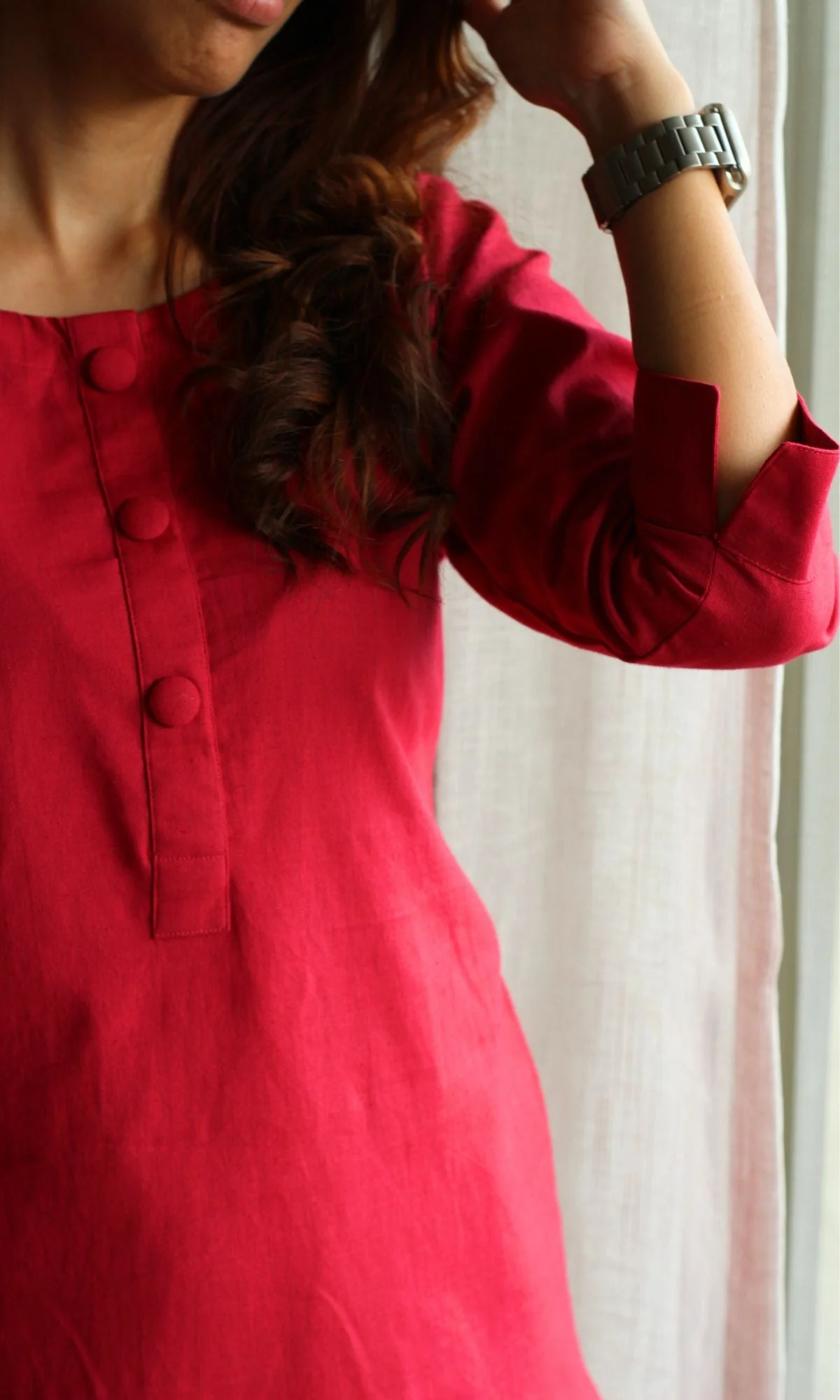 Cotton Flex Hot Pink Buttoned Coord Set - Image 5