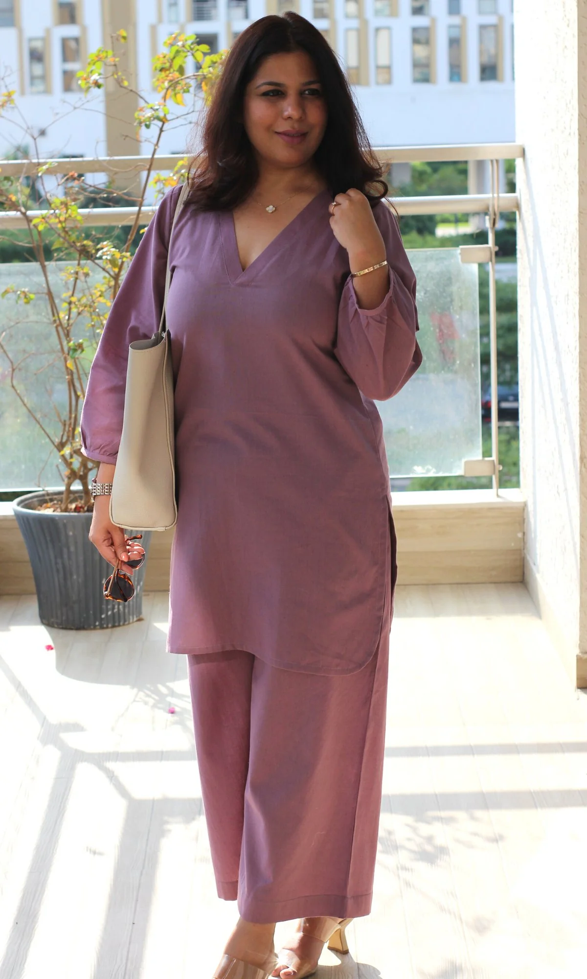 Cotton Flax Purple Coord Set - Image 4