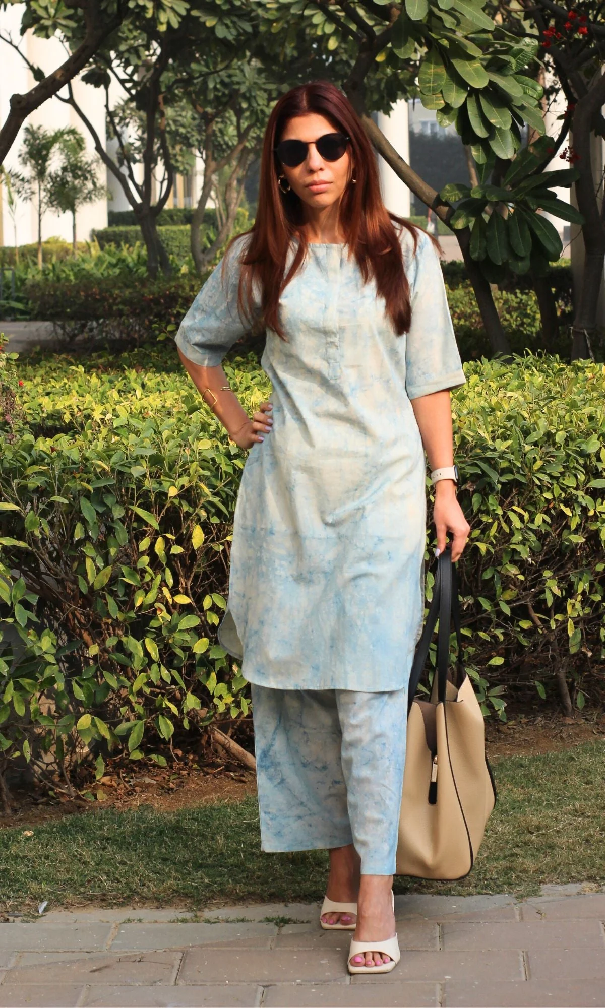 Cotton Gradient Print Blue Coord Set