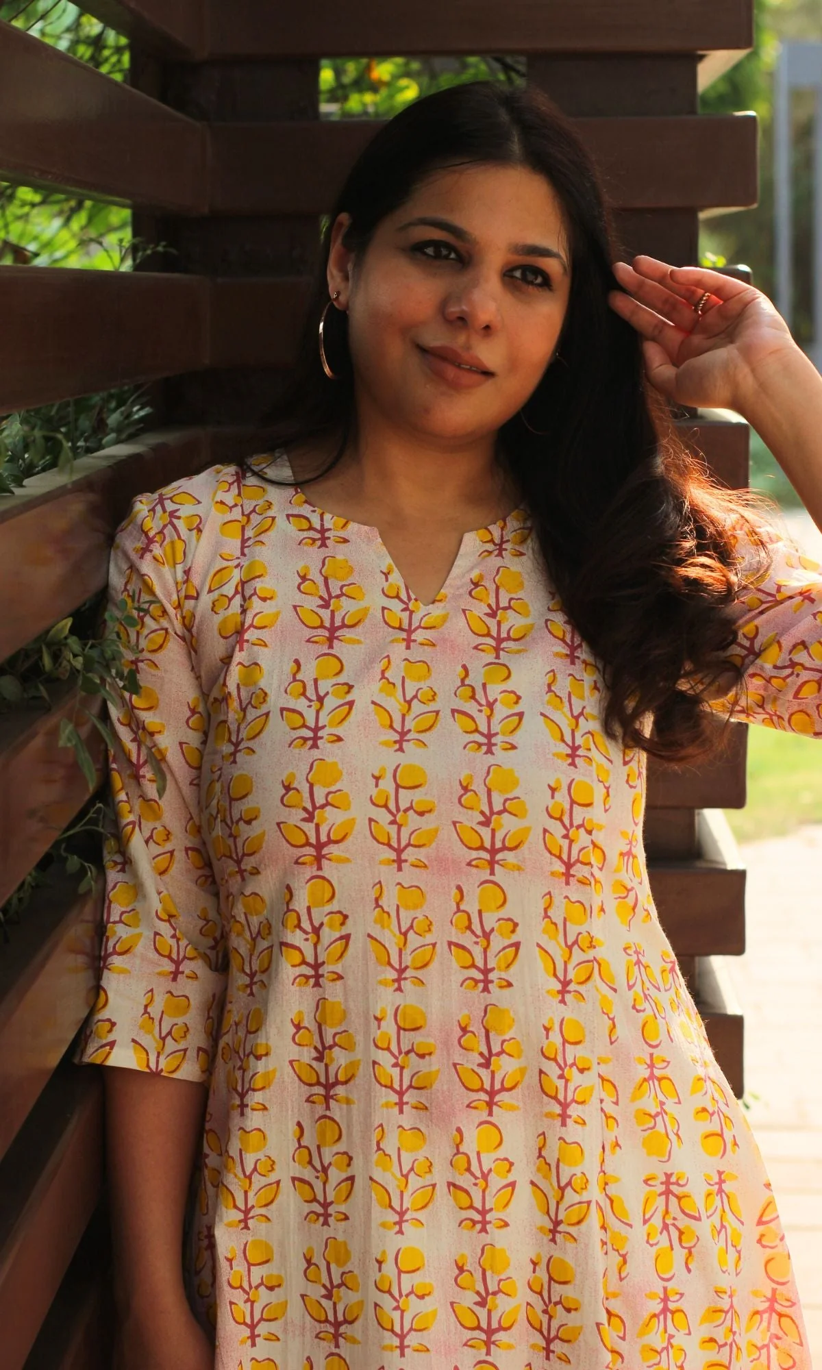 Cotton Gradient Yellow and Pink Printed Kali Kurta - Image 4