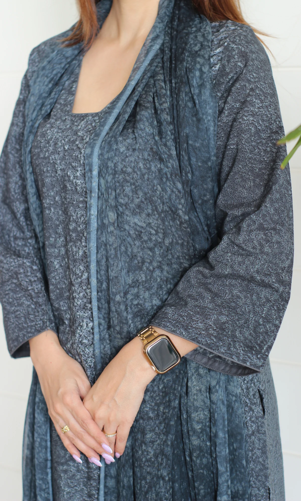 Cotton Graphite Glow African Shibori Kurta, Chiffon Dupatta & Cotton Pants - Image 6