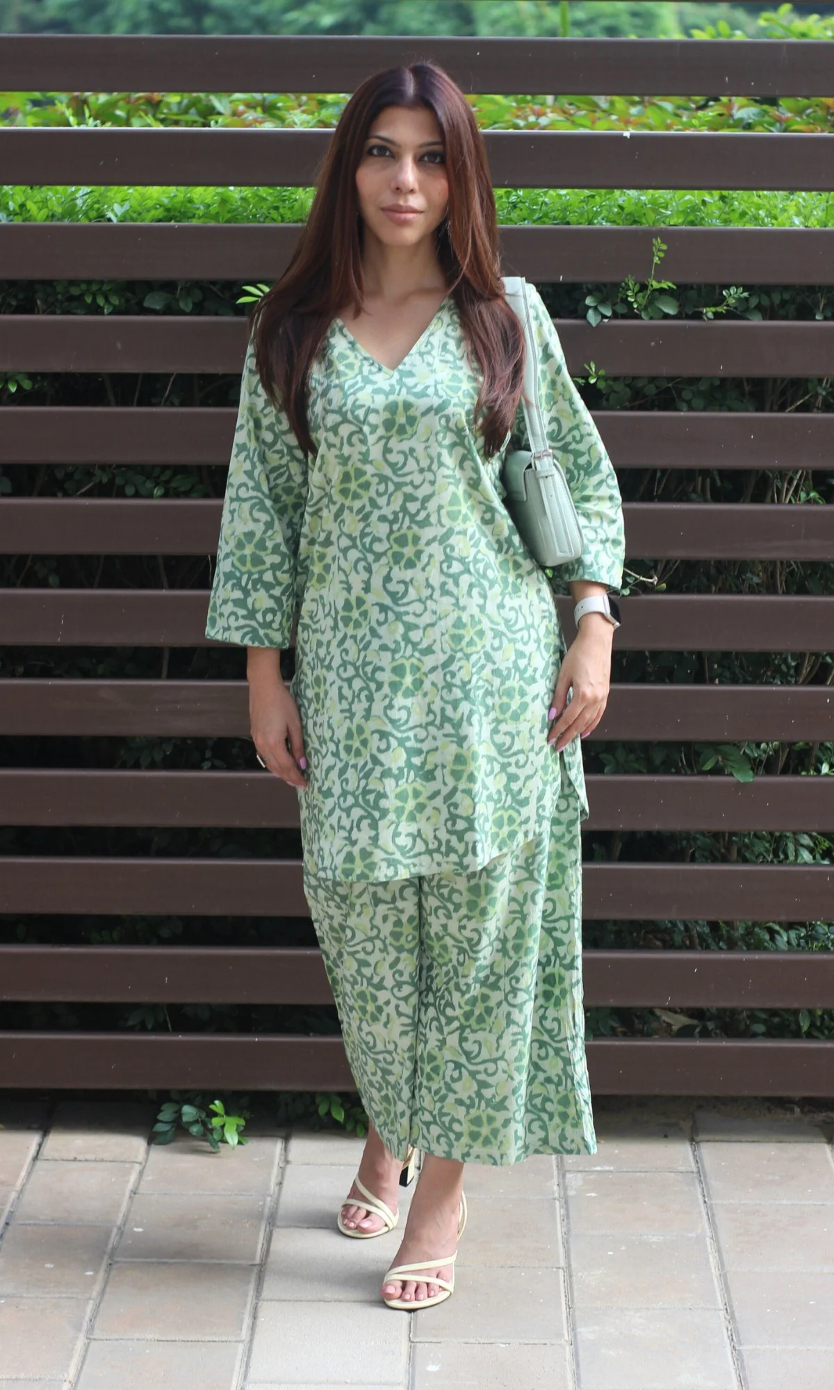 Cotton Handblock Dabu Mint Green Coord Set