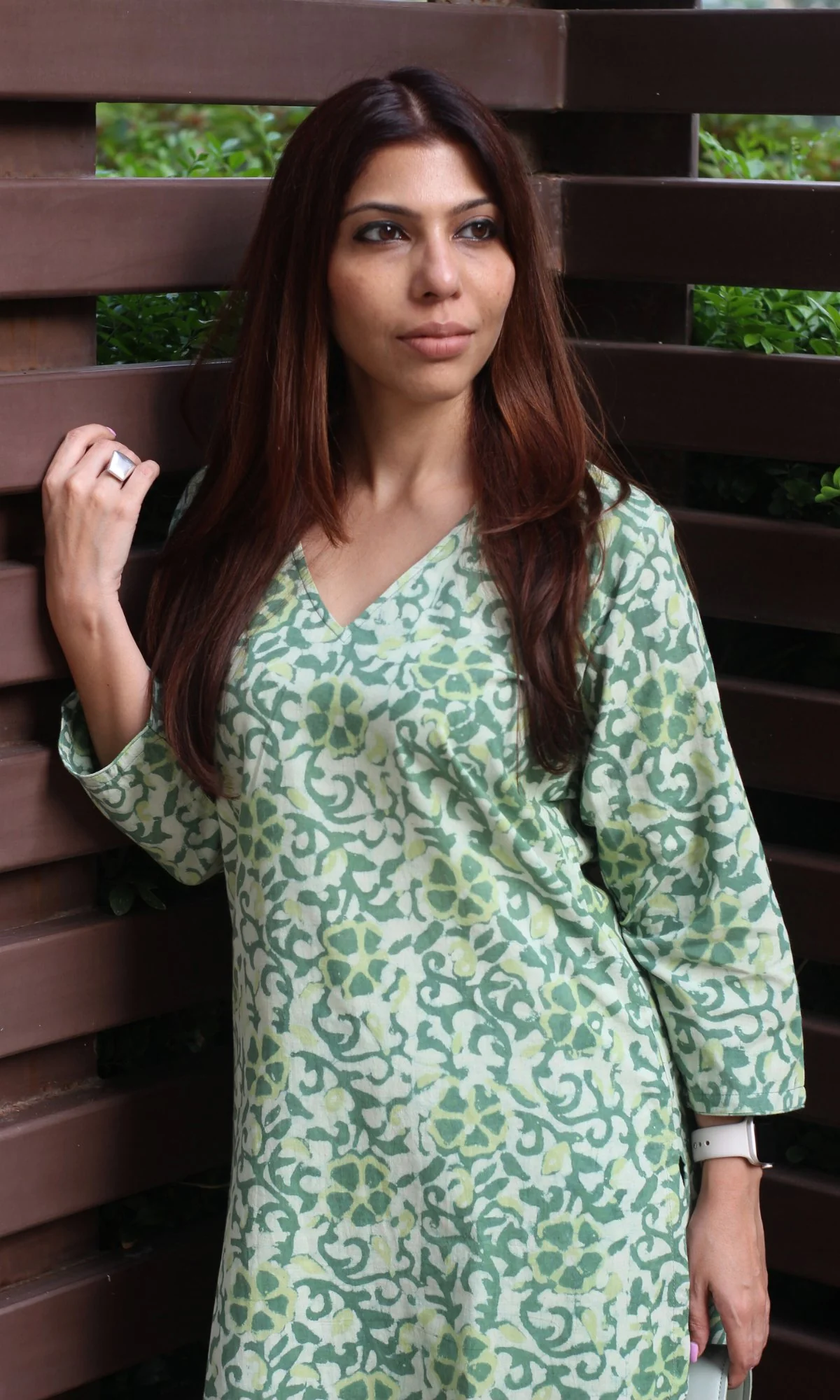 Cotton Handblock Dabu Mint Green Coord Set - Image 4