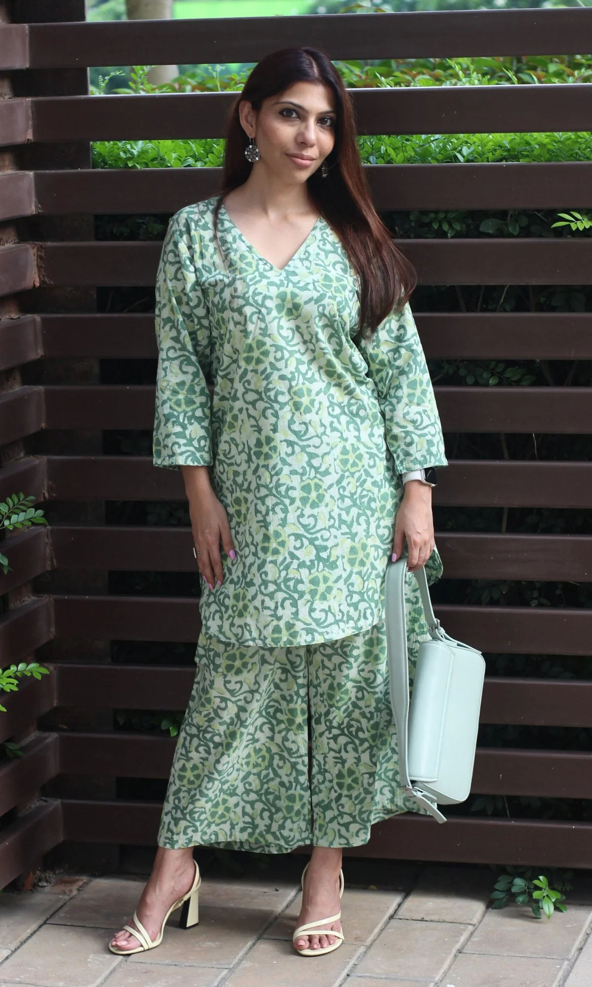 Cotton Handblock Dabu Mint Green Coord Set - Image 5