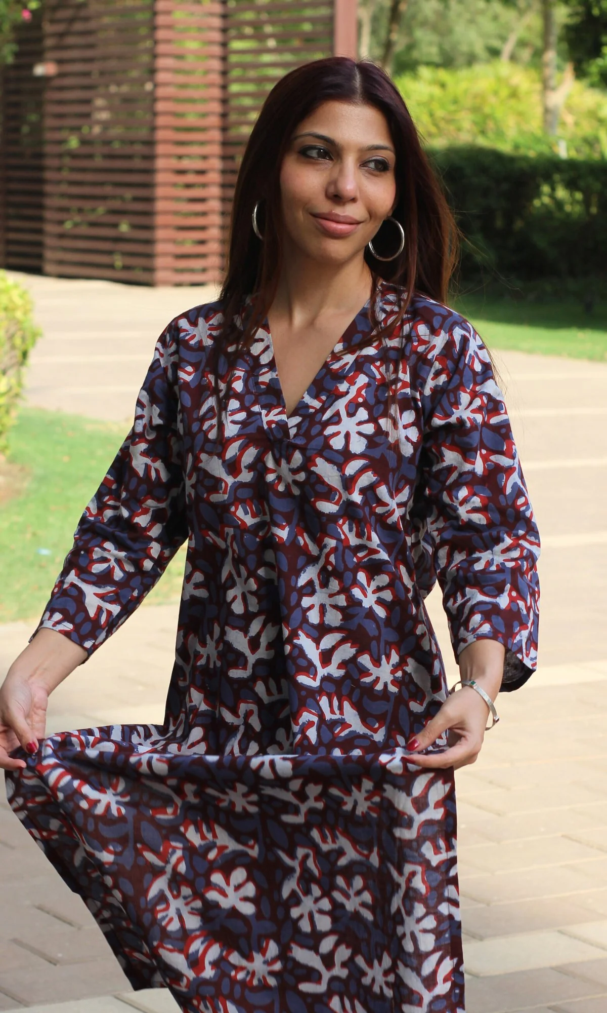Cotton Handblock Jahota Print Blue Straight Kurta