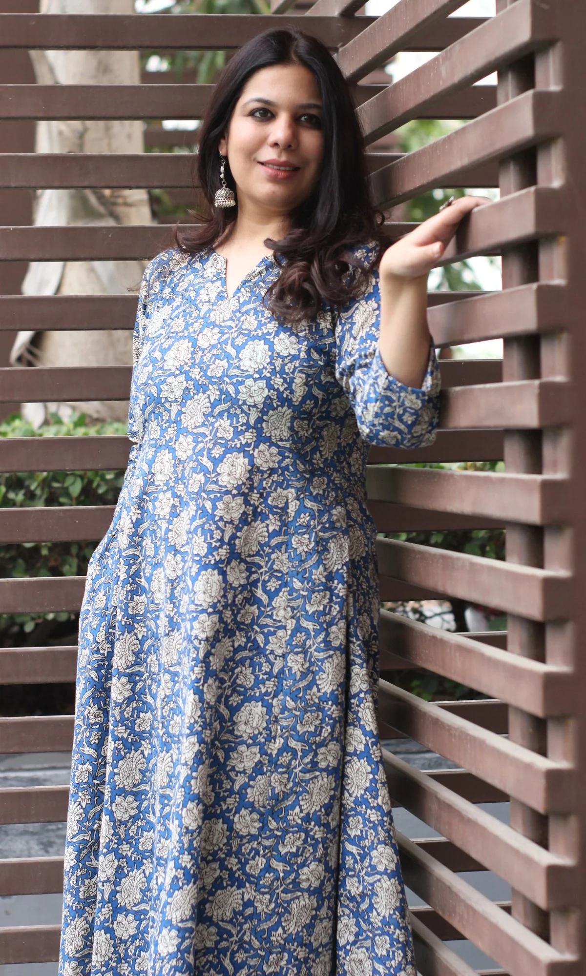 Cotton Handblock Kalamkari Blue Kurta - Image 4
