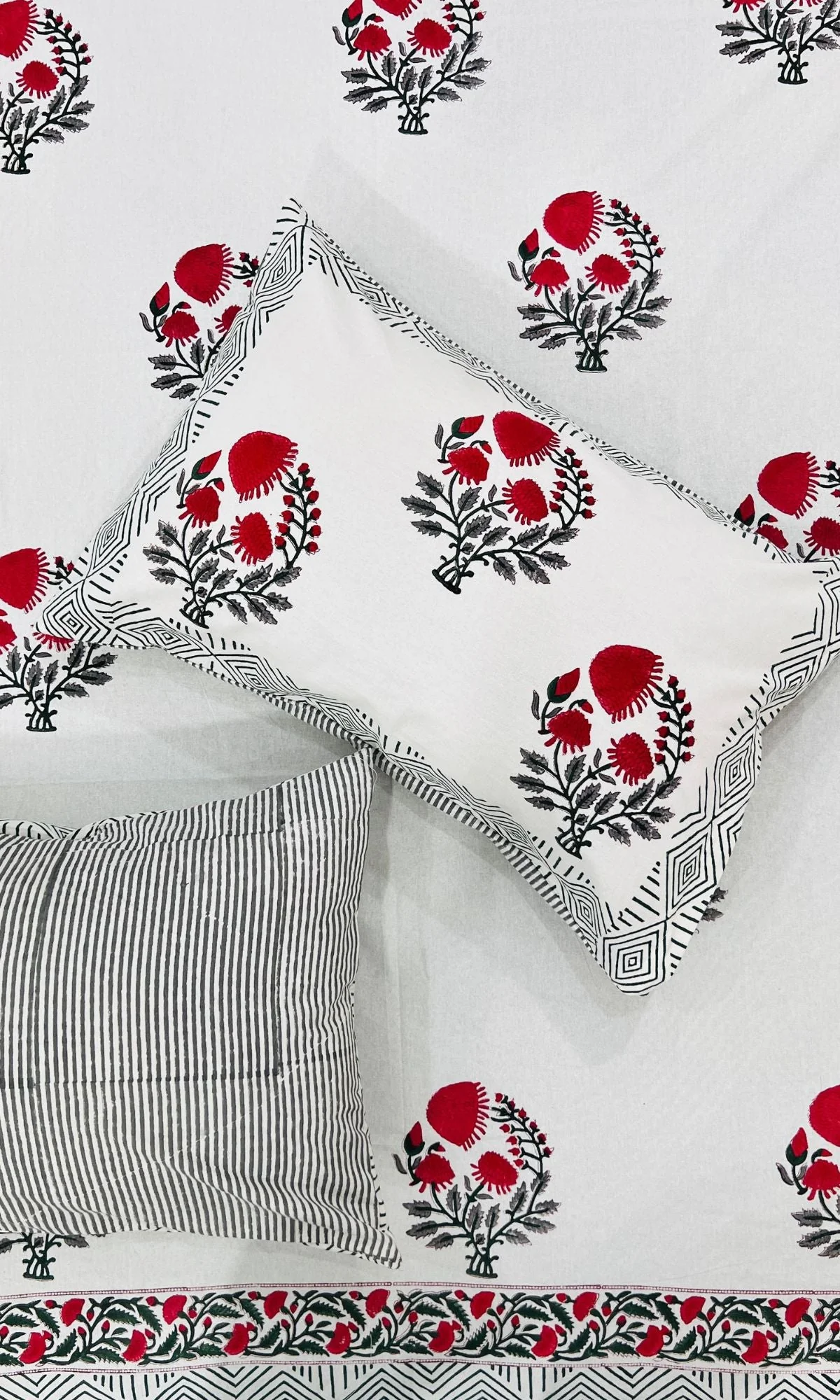 Cotton Handblock Red Riding Hood King Size Bedsheet 100*108 - Image 2