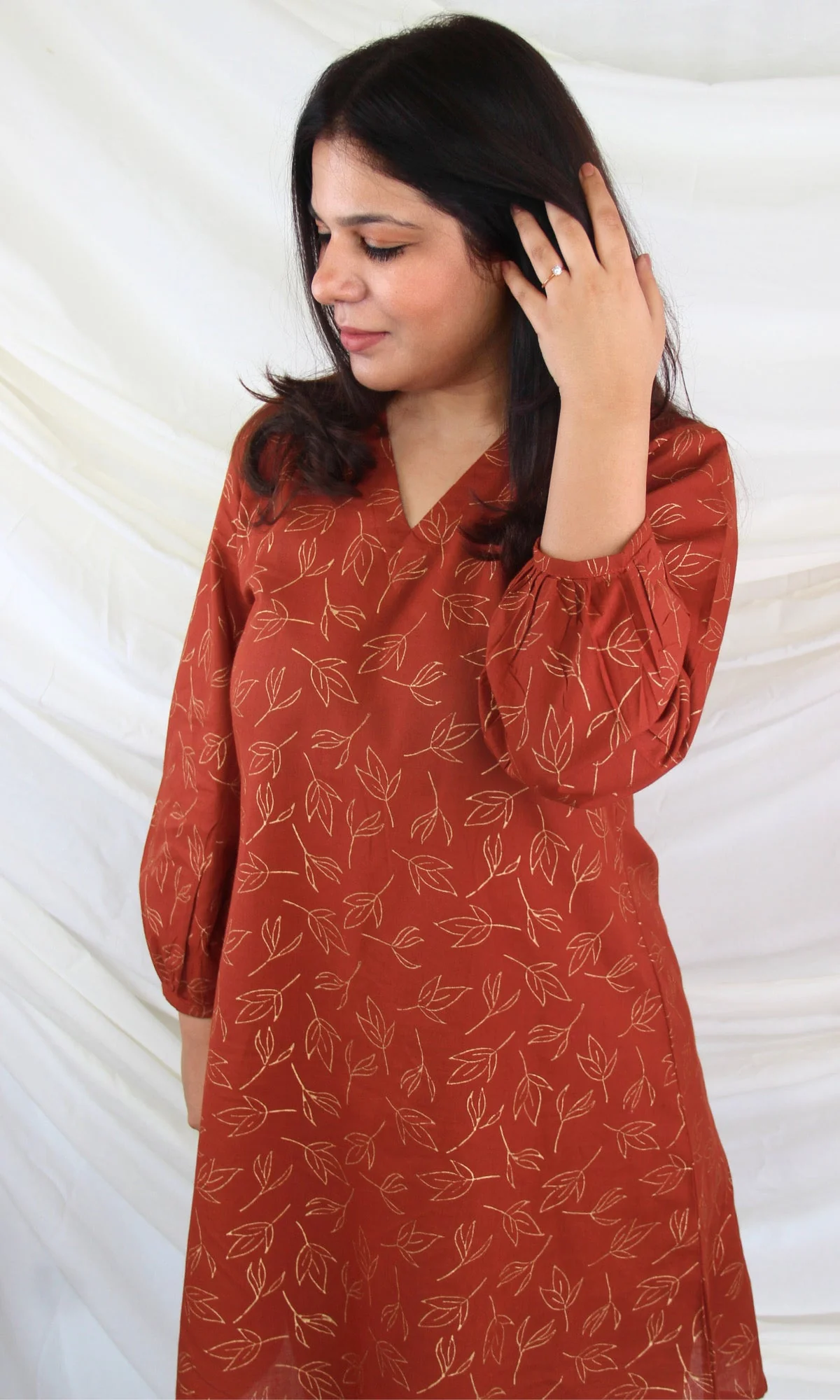 Cotton Handblock Rust Coord Set - Image 6
