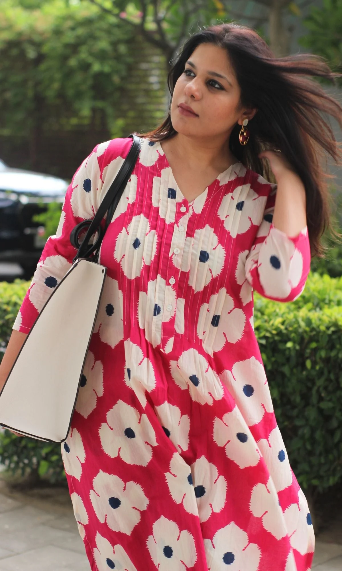 Cotton Hot Pink Hibiscus Print Co-ord