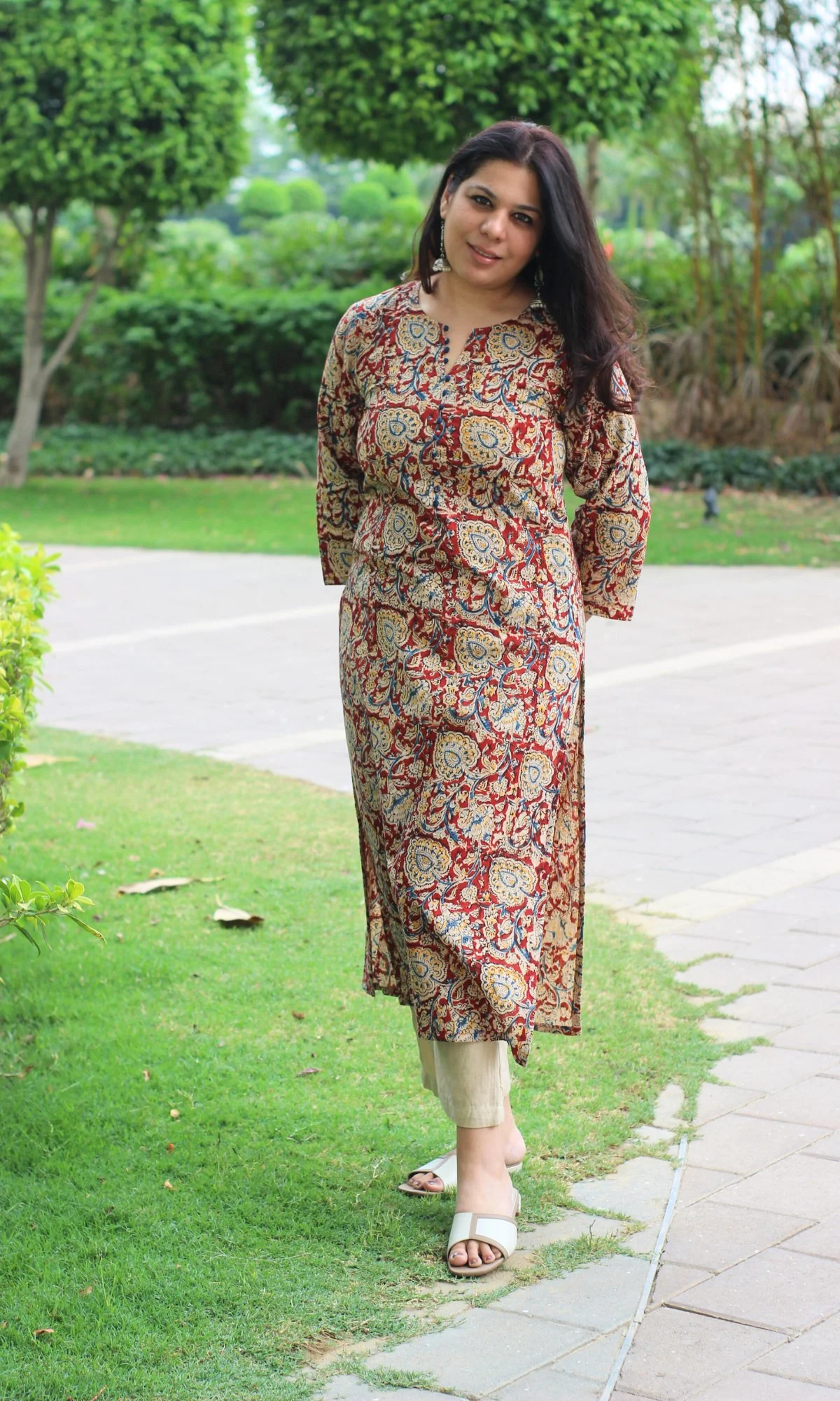 Cotton Kalamkari Red Kurta - Image 3
