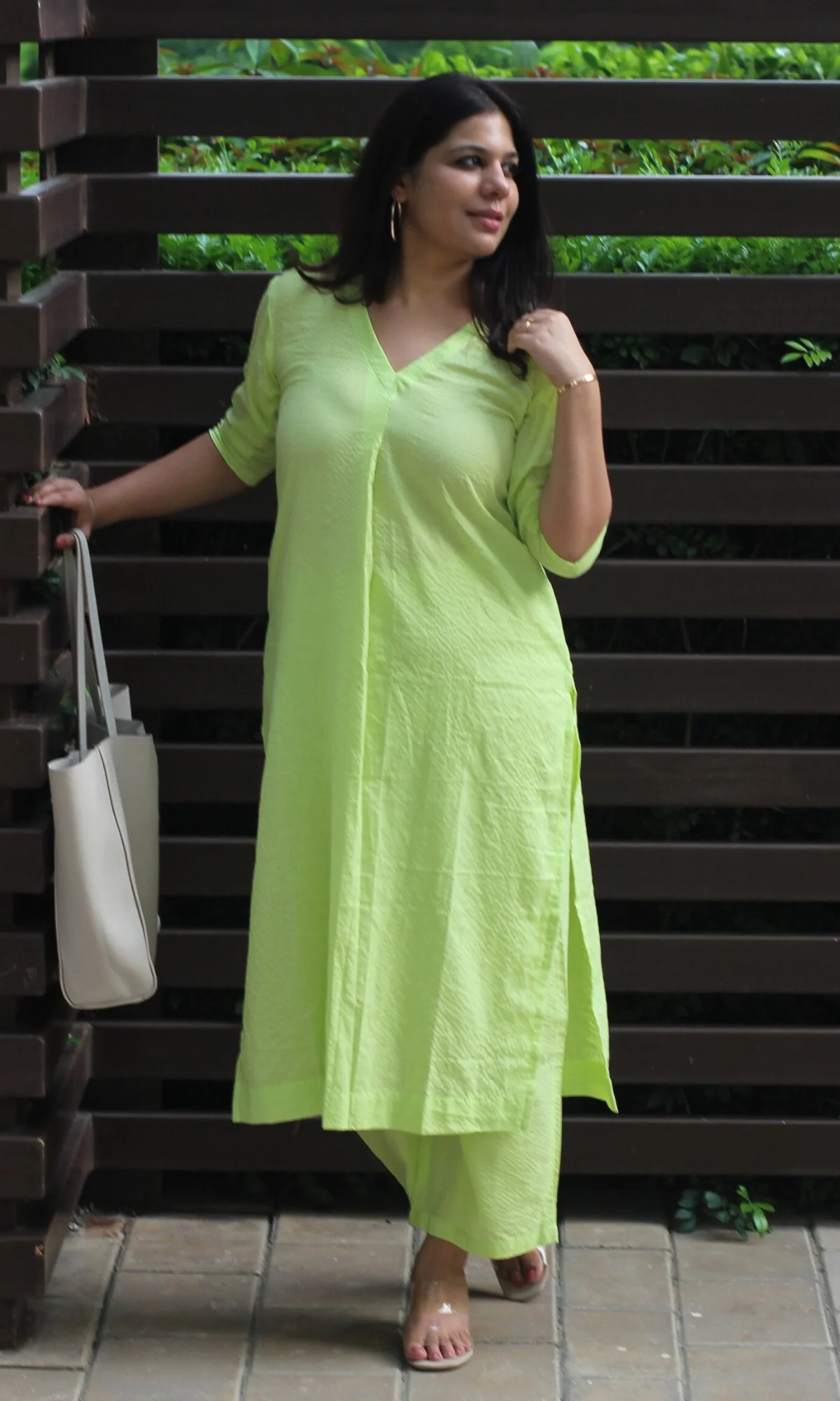 Cotton Kantha Lime Green Coord Set - Image 4