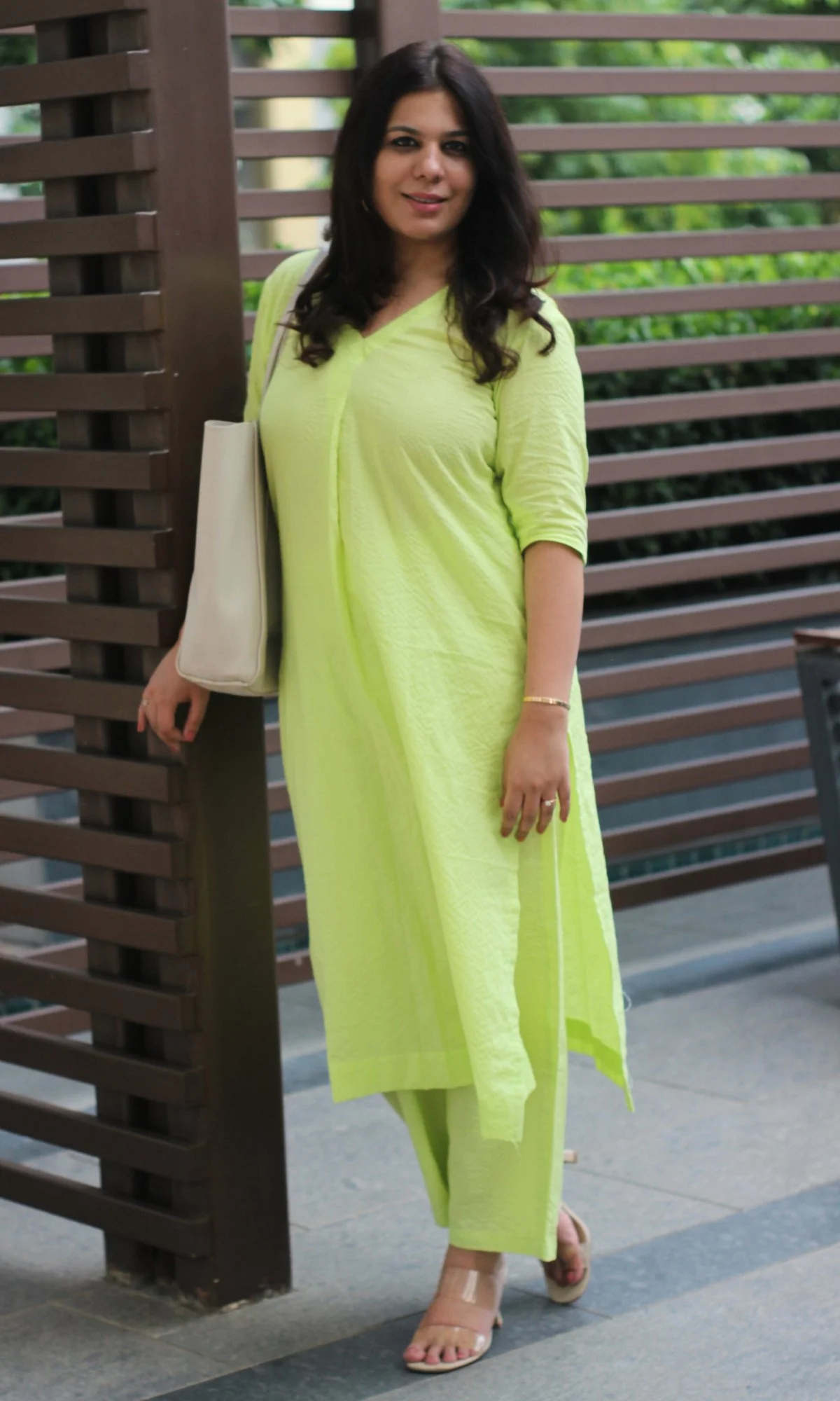 Cotton Kantha Lime Green Coord Set - Image 5