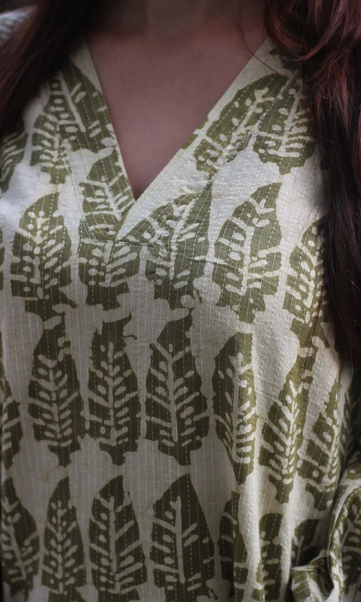 Cotton Kantha Handblock Mehendi Coord Set - Image 4