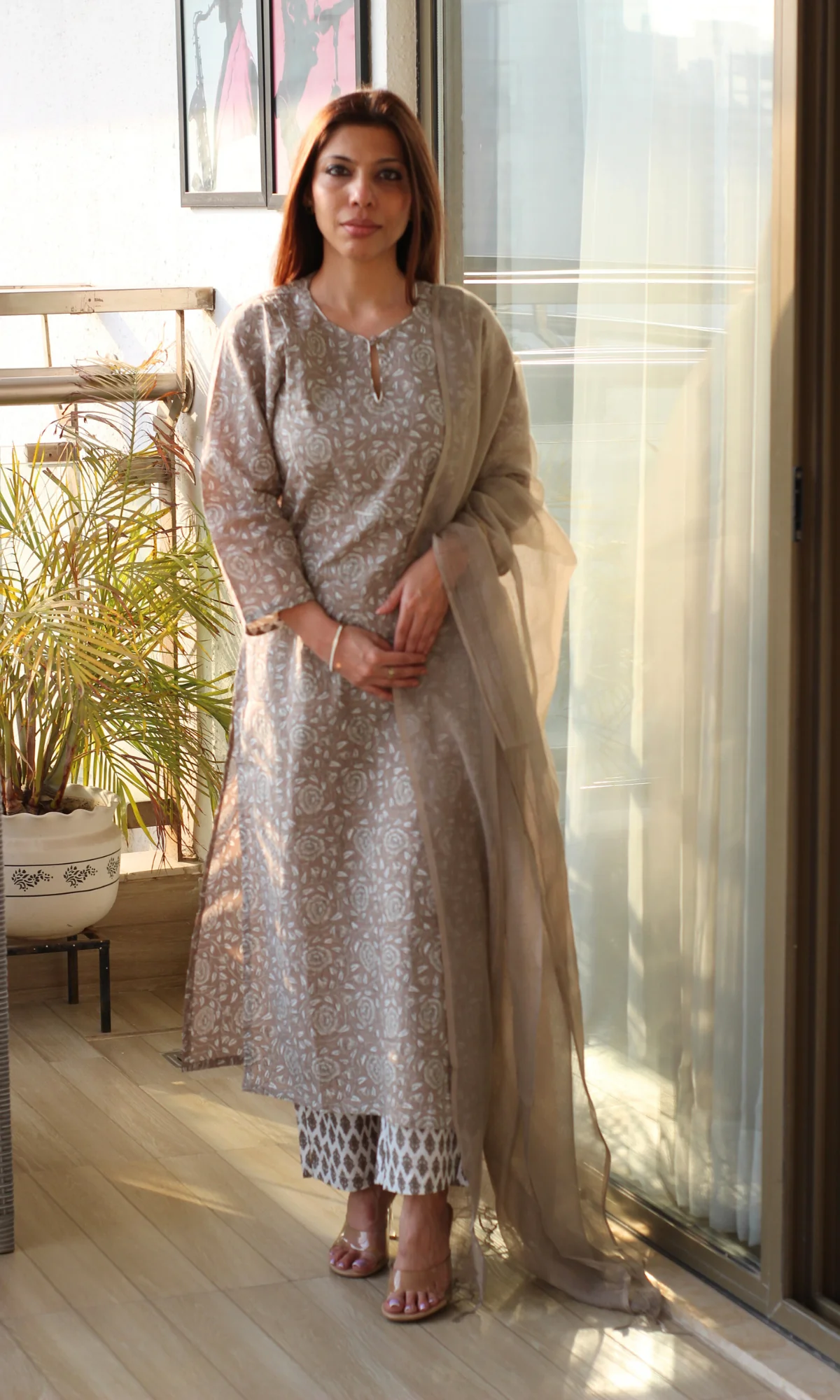 Cotton Kashish Block Printed Kurta, Pant & Kota Doria Dupatta - Image 5