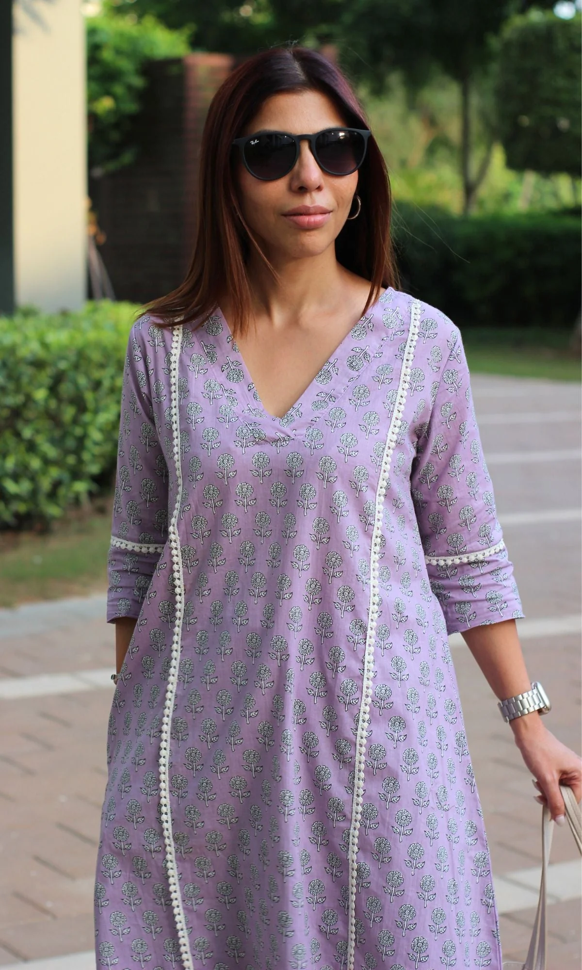 Cotton Light Purple Kurta and Pathani Pants - Image 2