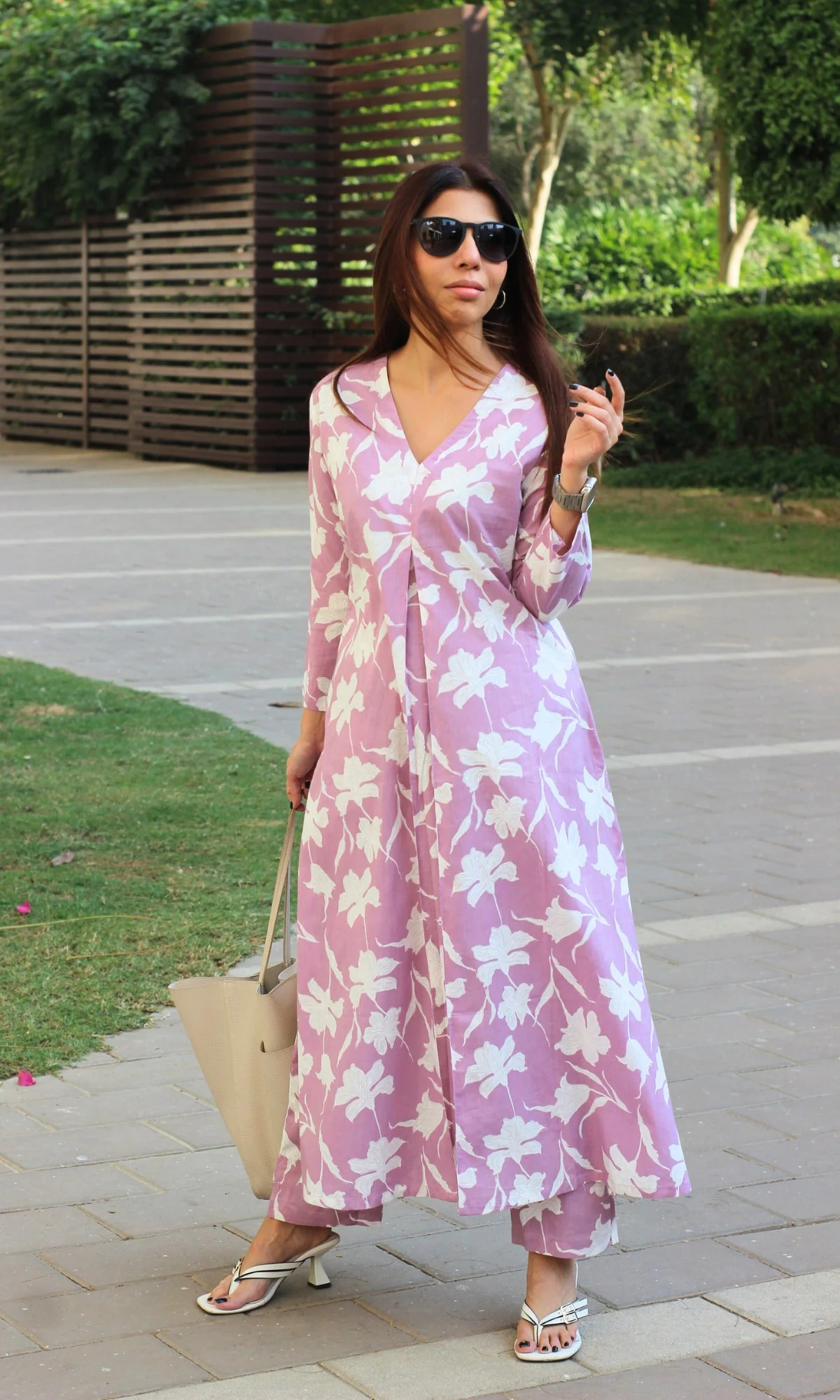 Cotton Lilac Big Leaf Pleated Coord - Image 2