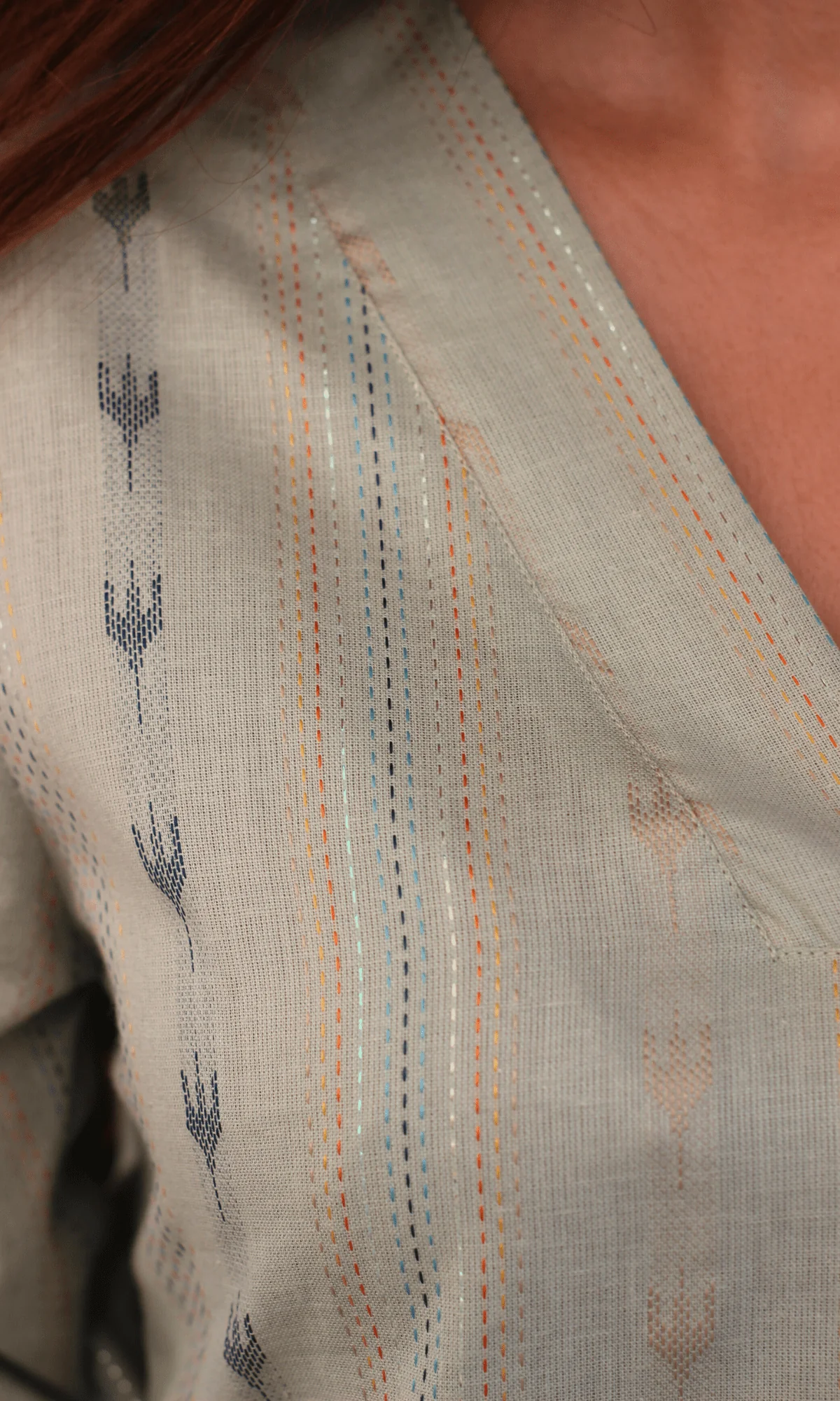 Cotton Linen Blend Green Ikkat Coord - Image 6