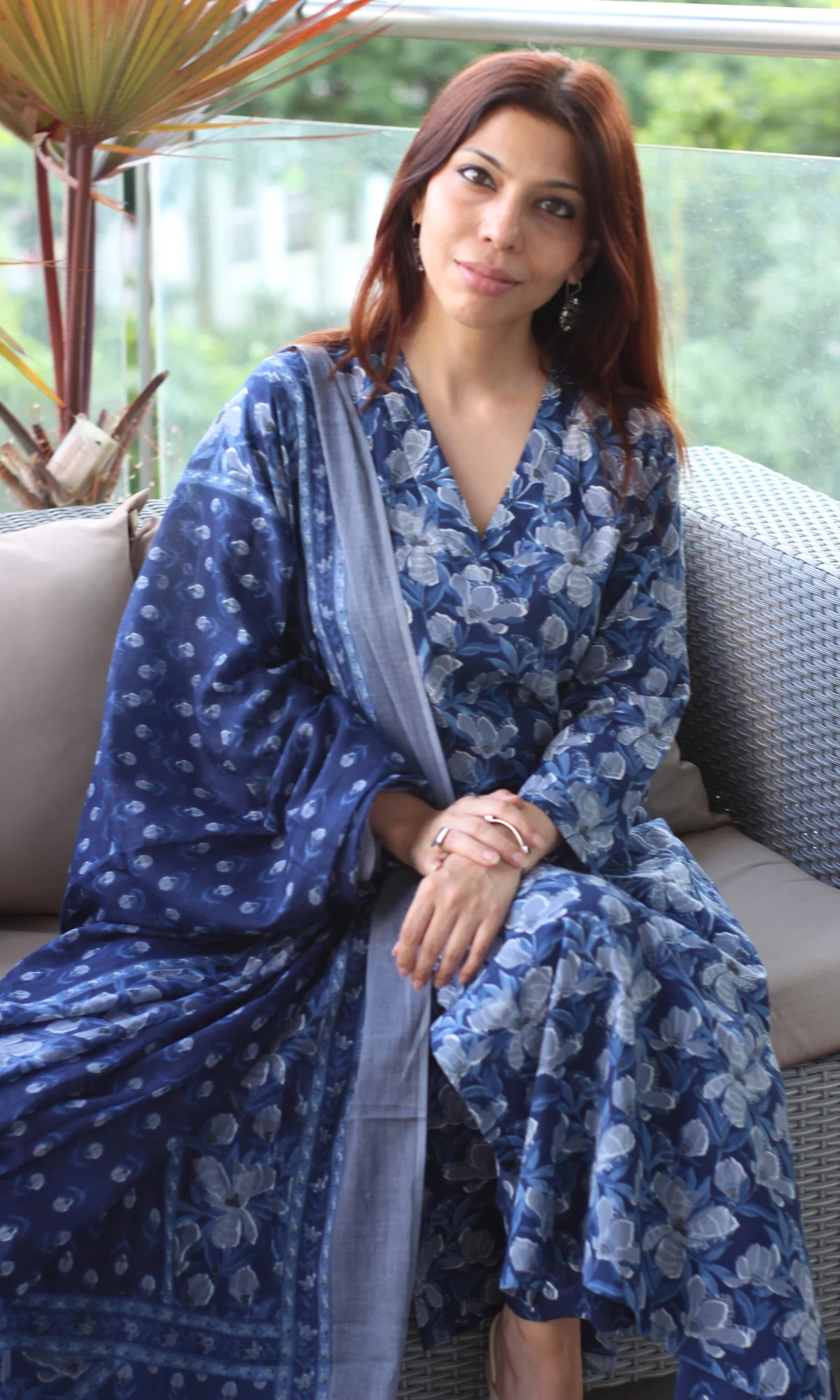 Cotton Nilofer Print Kurta, Dupatta & Printed Pants - Image 5