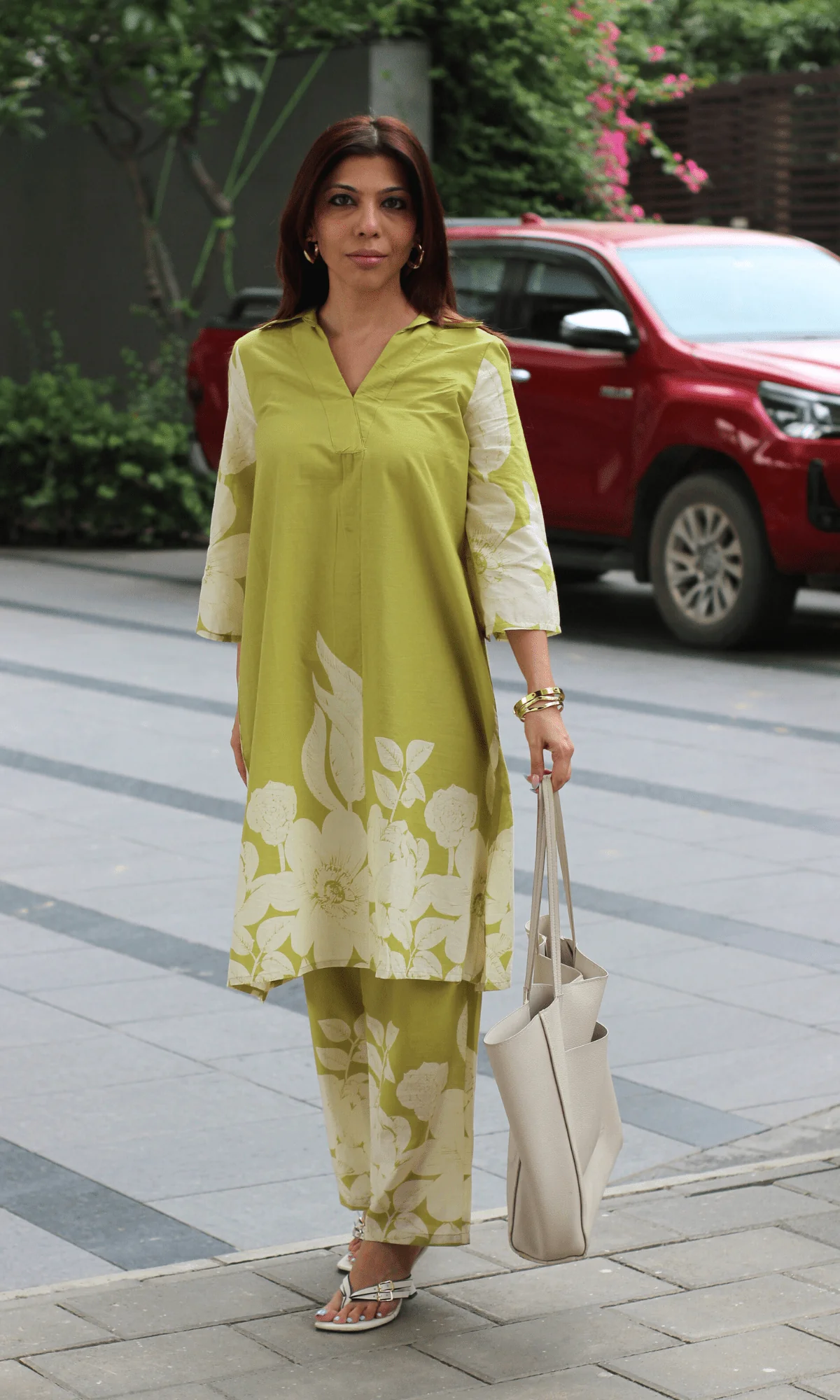 Cotton Olive Petal Poetry Co-ord - Image 5