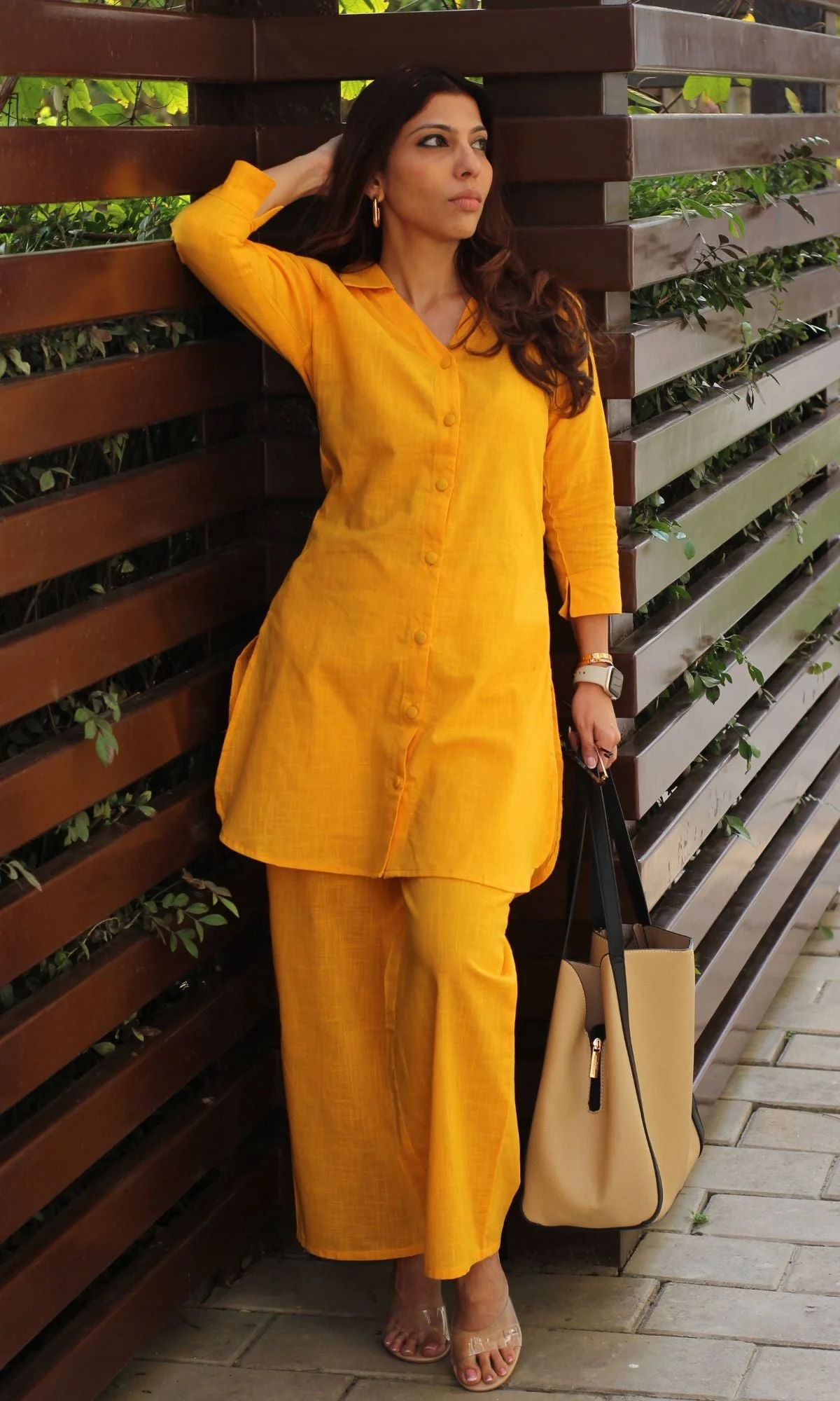 Cotton Slub Yellow Coord Set - Image 3