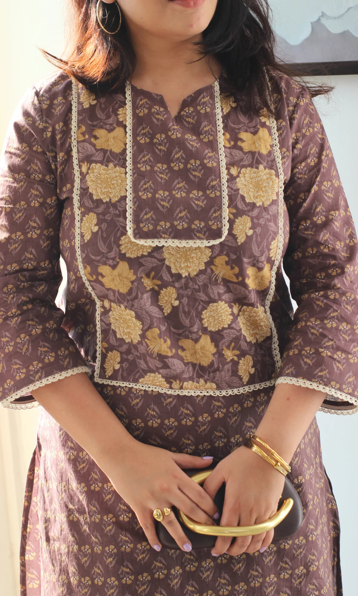 Cotton Zafran Block Print Kurta & Farshi Salwaar - Image 6