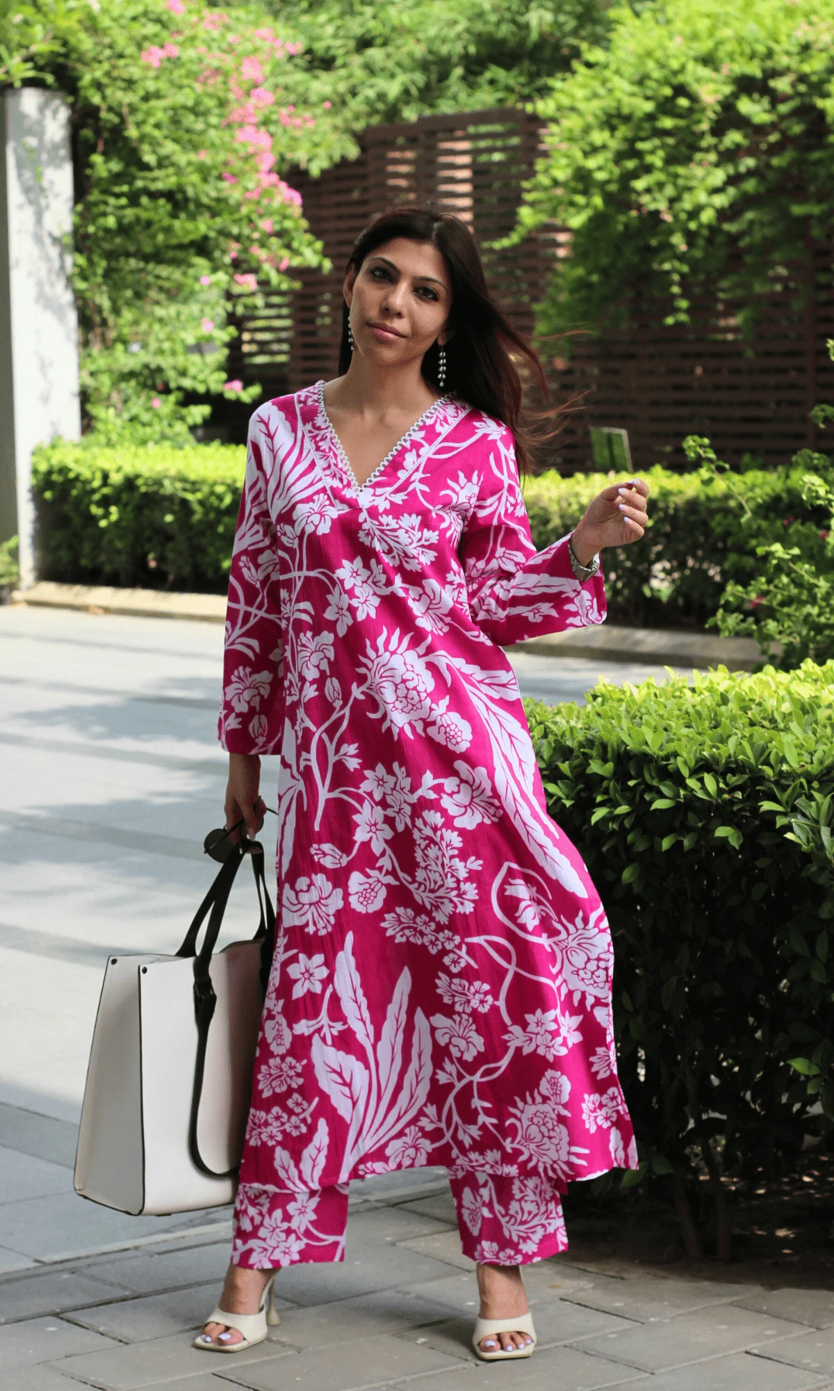 Fuschsia Bloom Laced Kurta & Pant Co-ord - Image 2