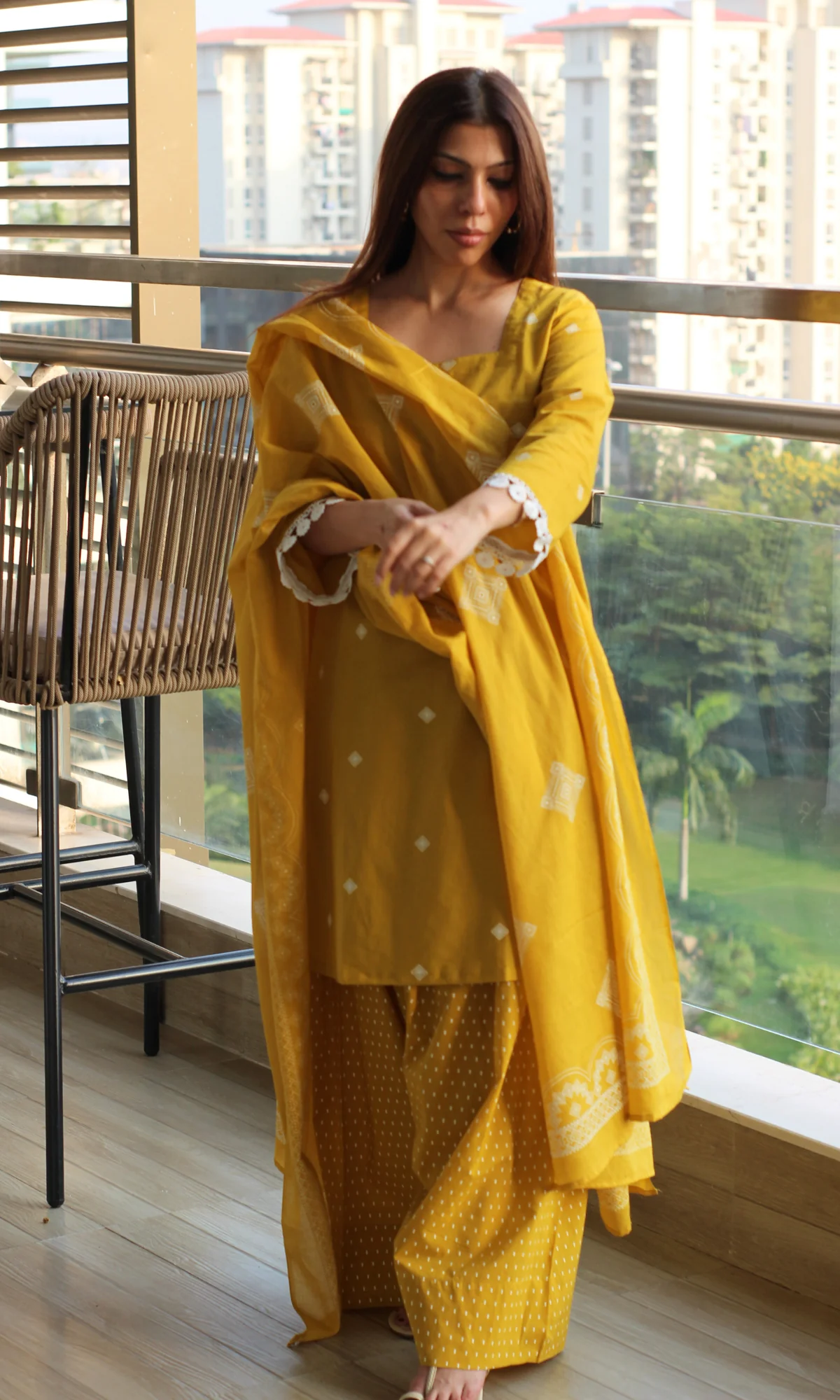 Genda Gul Kurta with Farshi Salwar & Cotton Dupatta - Image 3