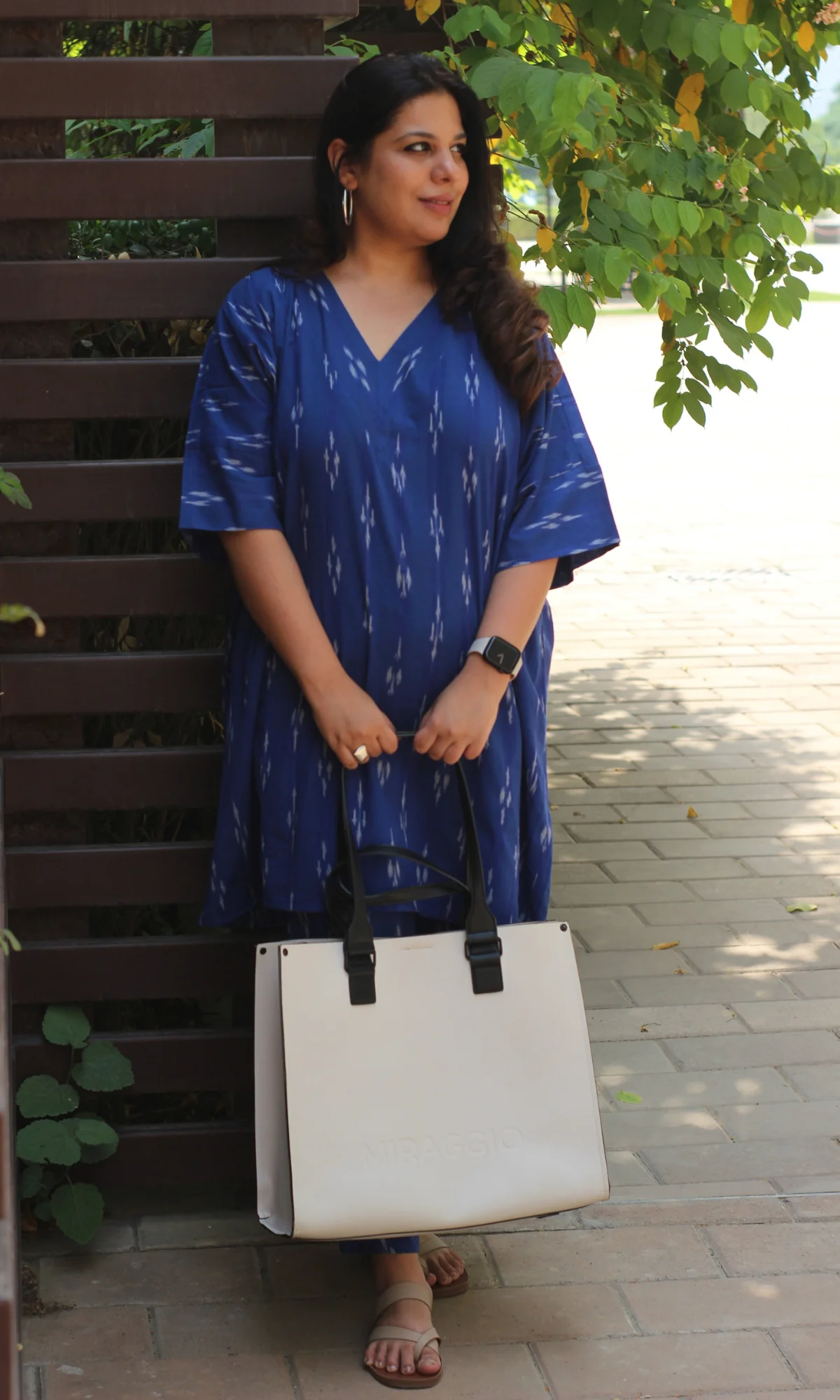Ikat Blue Oversized Kaftan Style Co-ord - Image 4