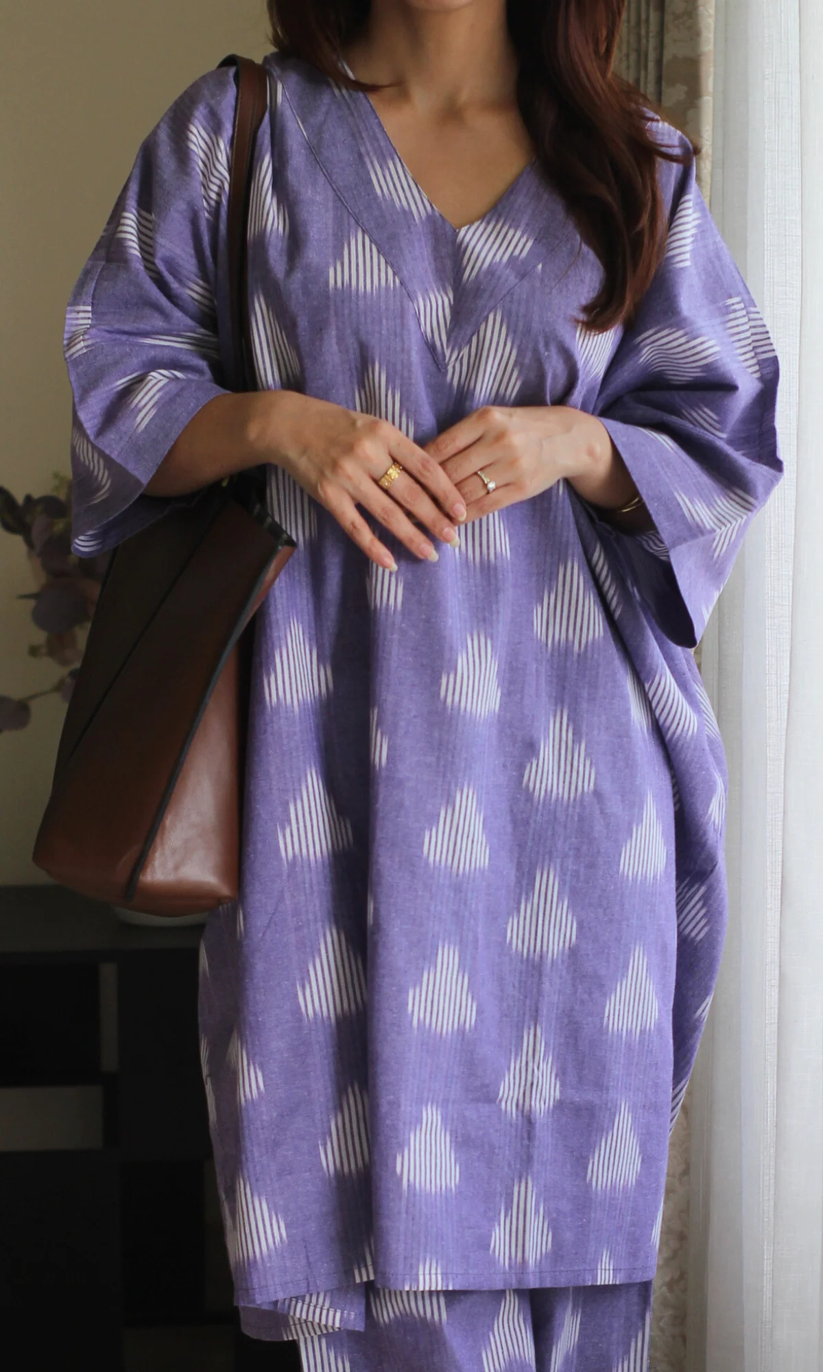 Ikat Lavender Oversized Kaftan Style Co-ord - Image 4