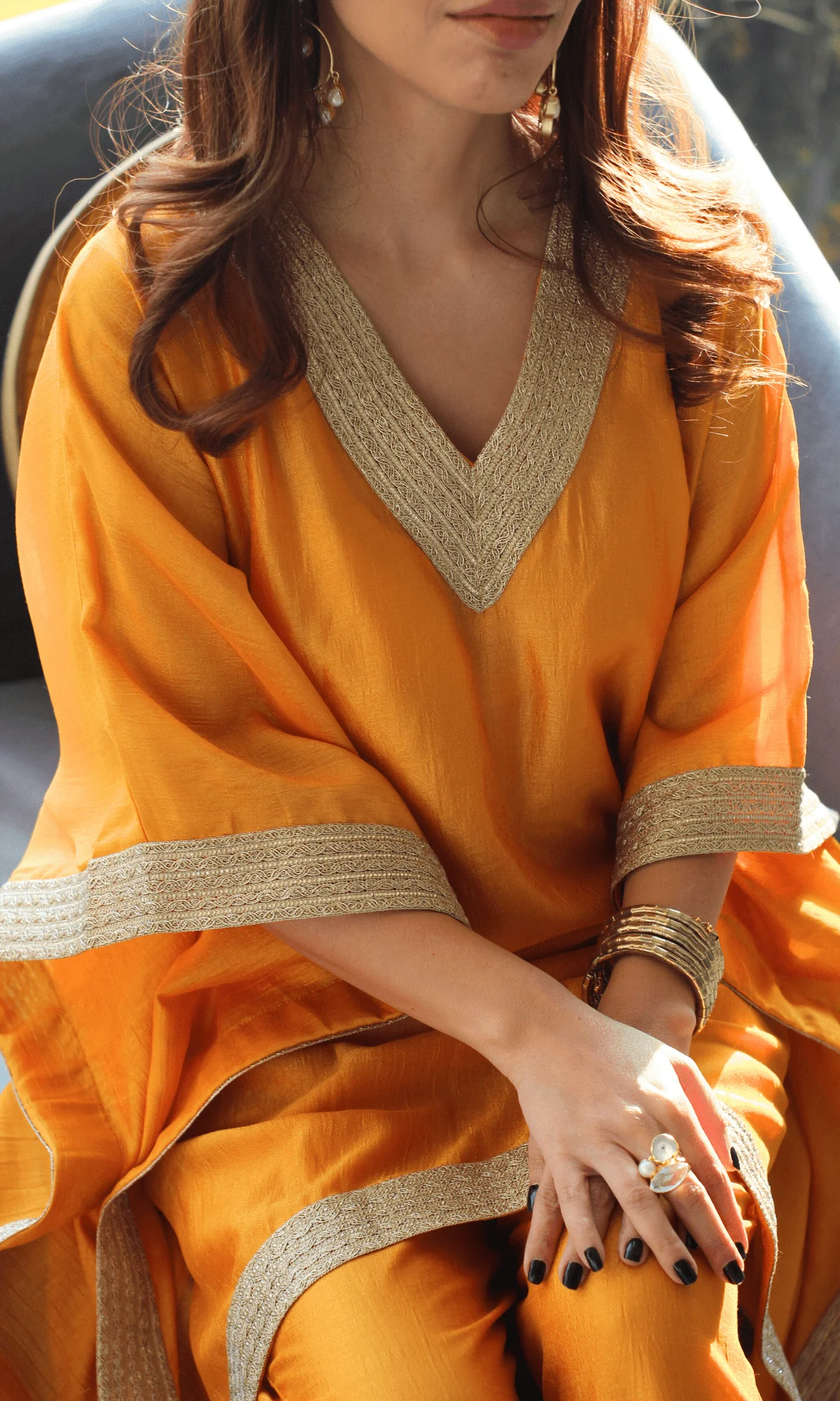 Kesariya Laced Kaftan Set - Image 6