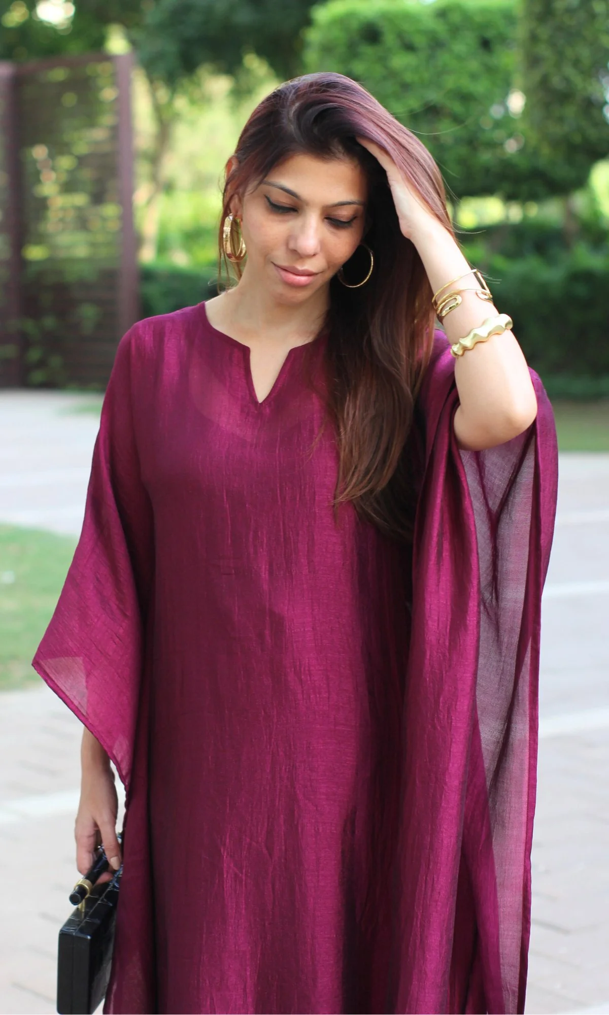 Luxe Wine Kaftan Style Coord Set - Image 4