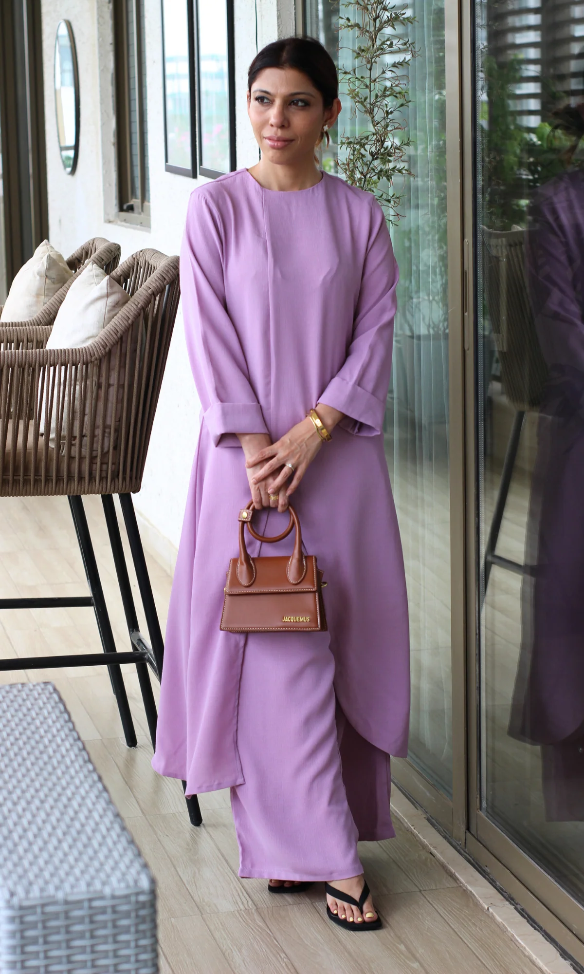 Misty Pink Boat Neck Front Slit Textured Co-ord - Image 2