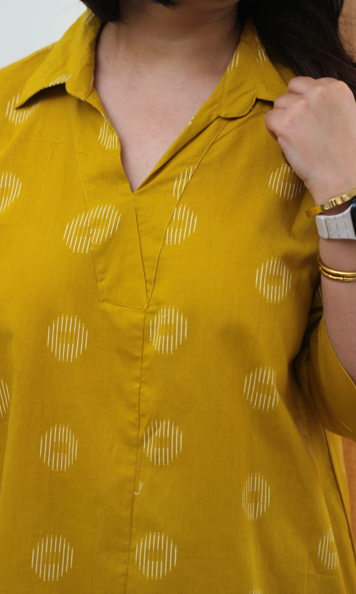 Mustard Yellow Cotton Dobby Collard Co-ord - Image 5