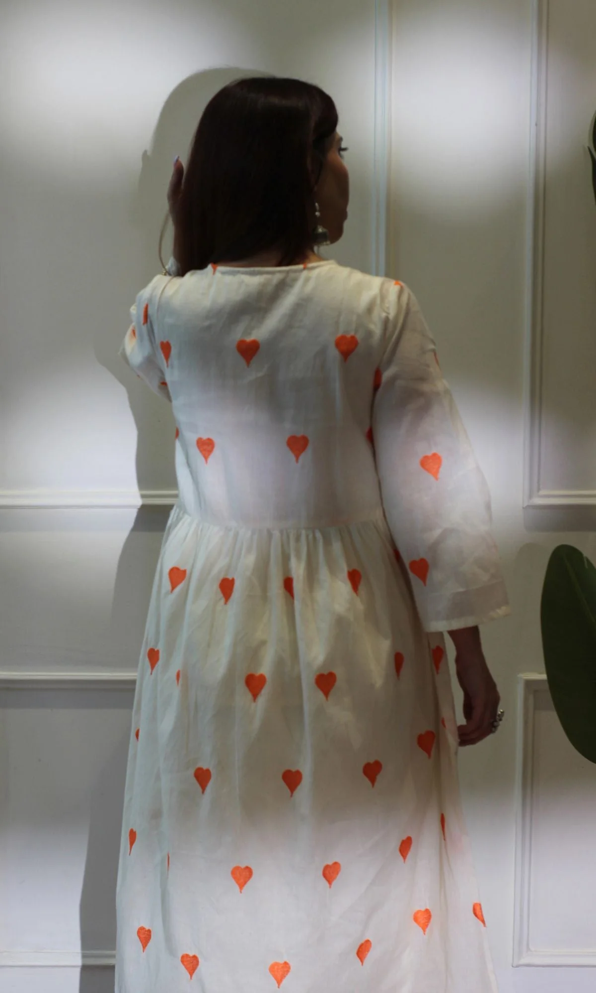Orange Hearts Cotton Flared Kurta & Pant Set - Image 2